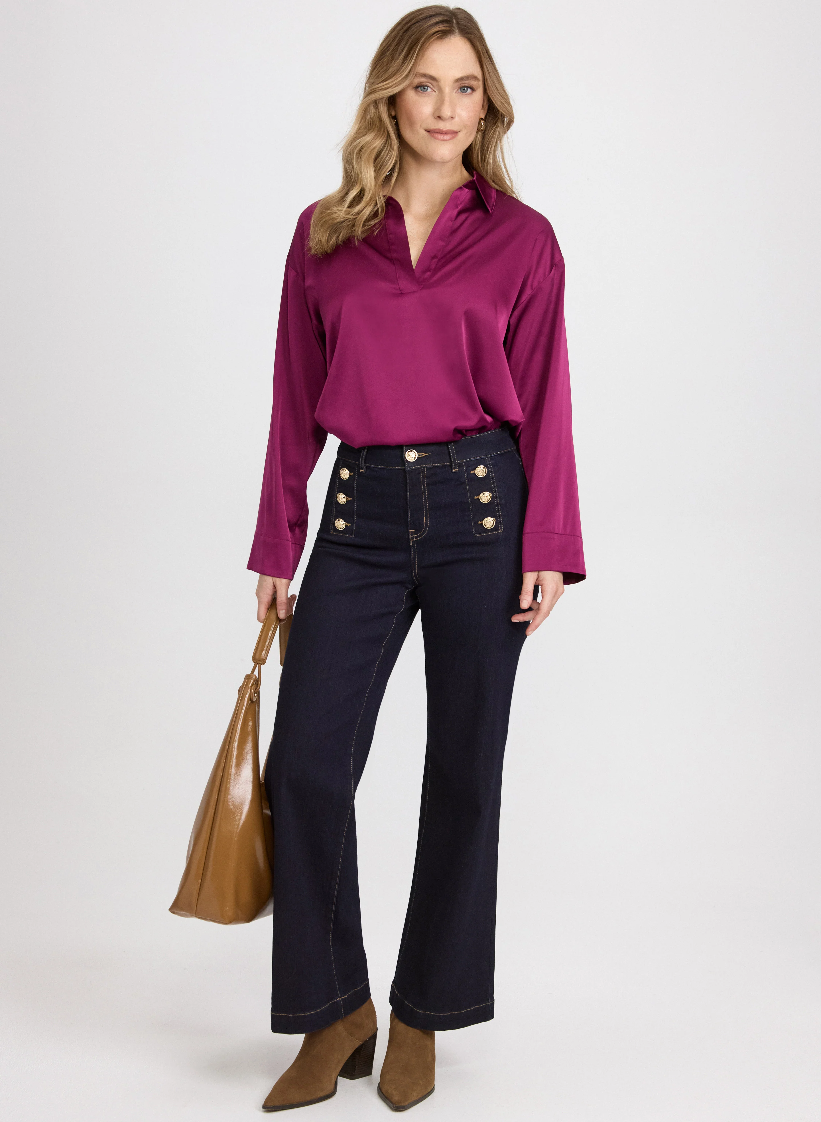 Satin Polo-Neck Blouse - Image 4