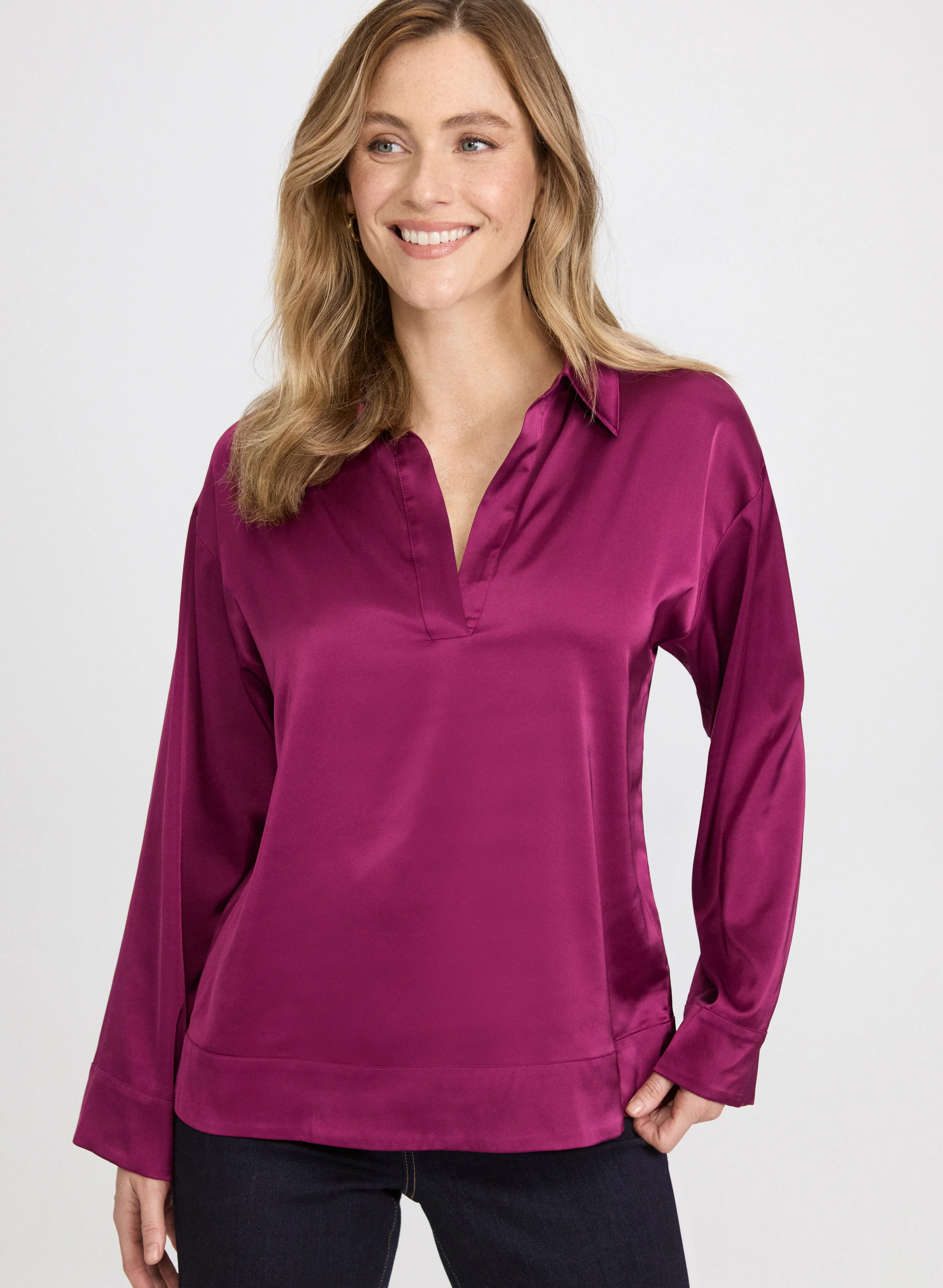 Satin Polo-Neck Blouse - Image 9