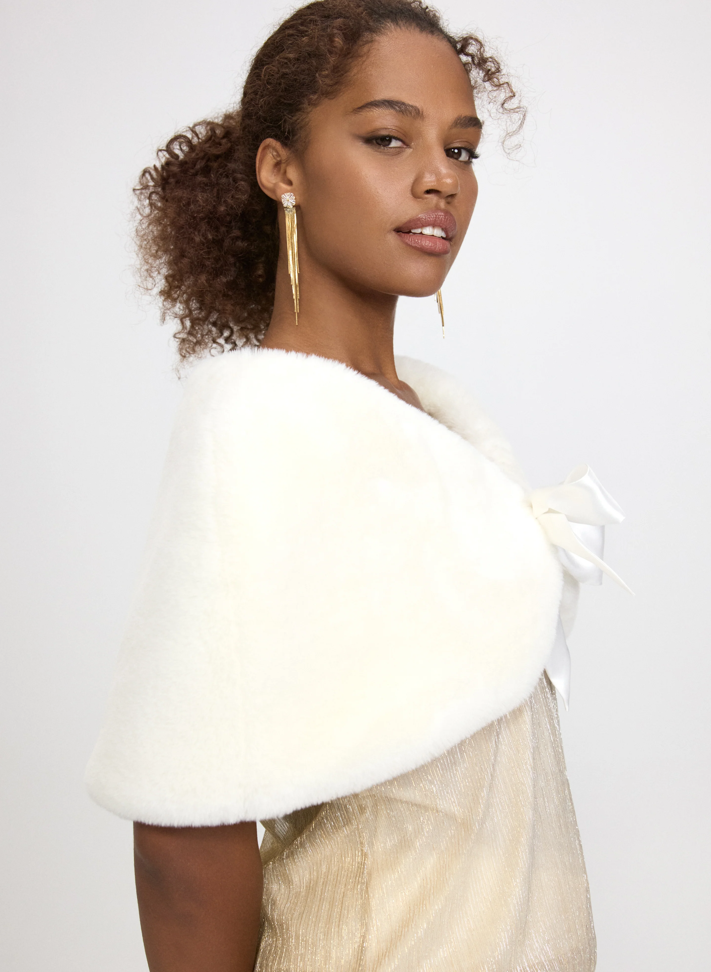 Satin Tie Faux-Fur Stole - Image 2