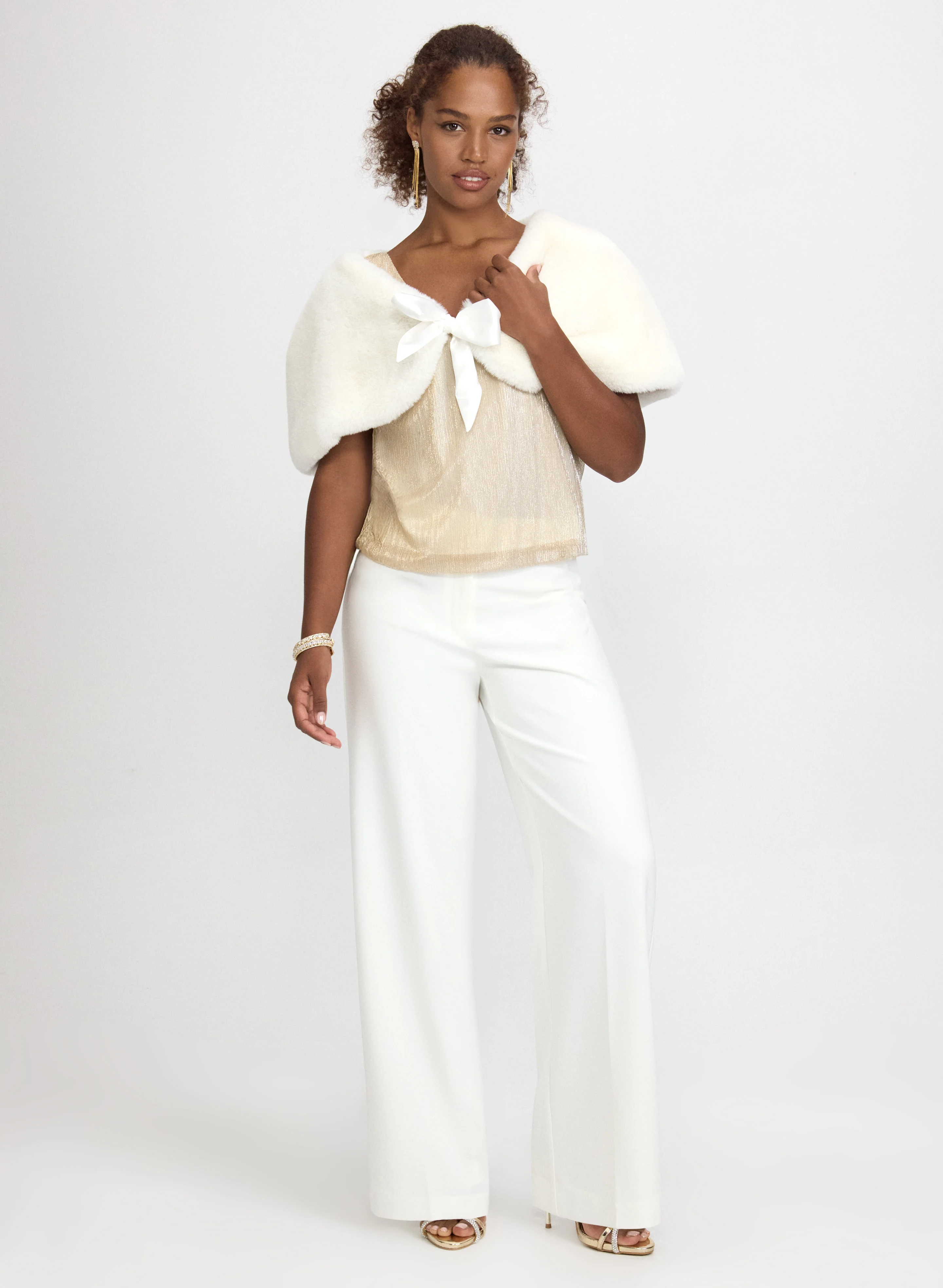 Satin Tie Faux-Fur Stole - Image 3
