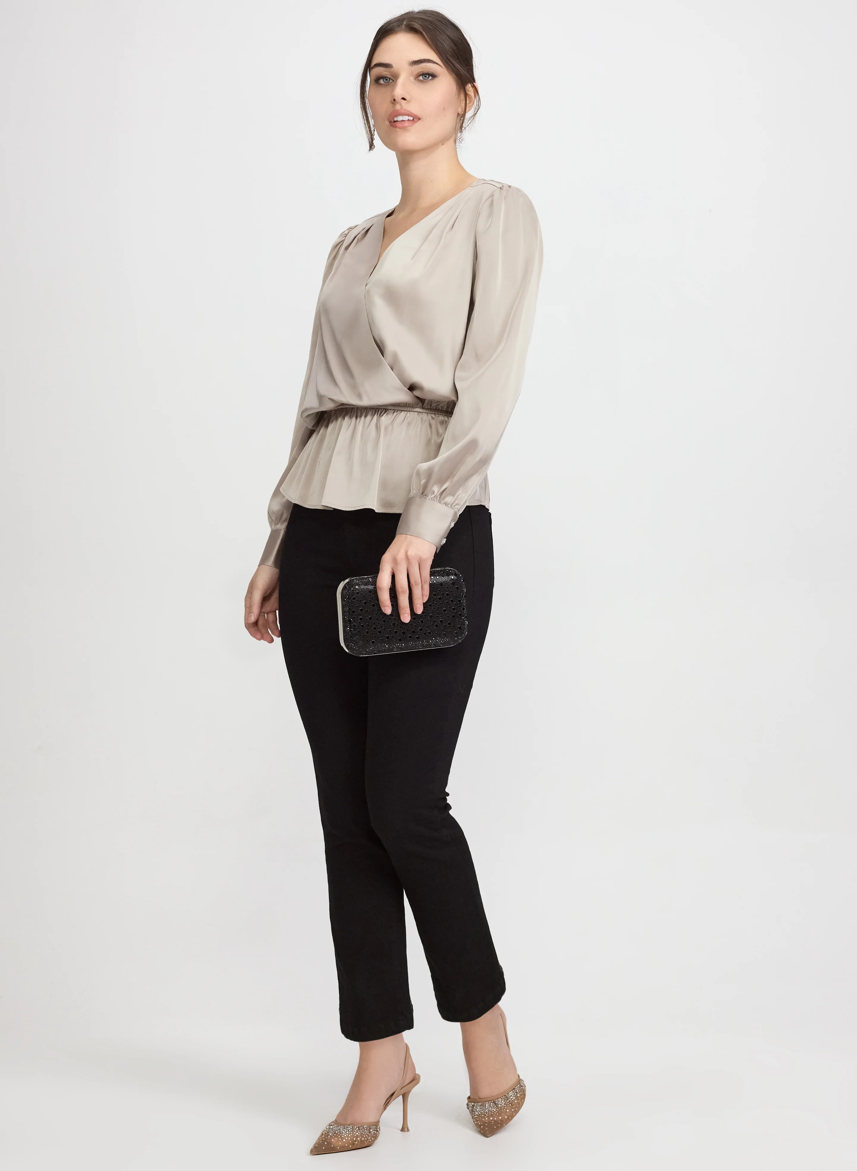Satin Wrap-Style Blouse - Image 3