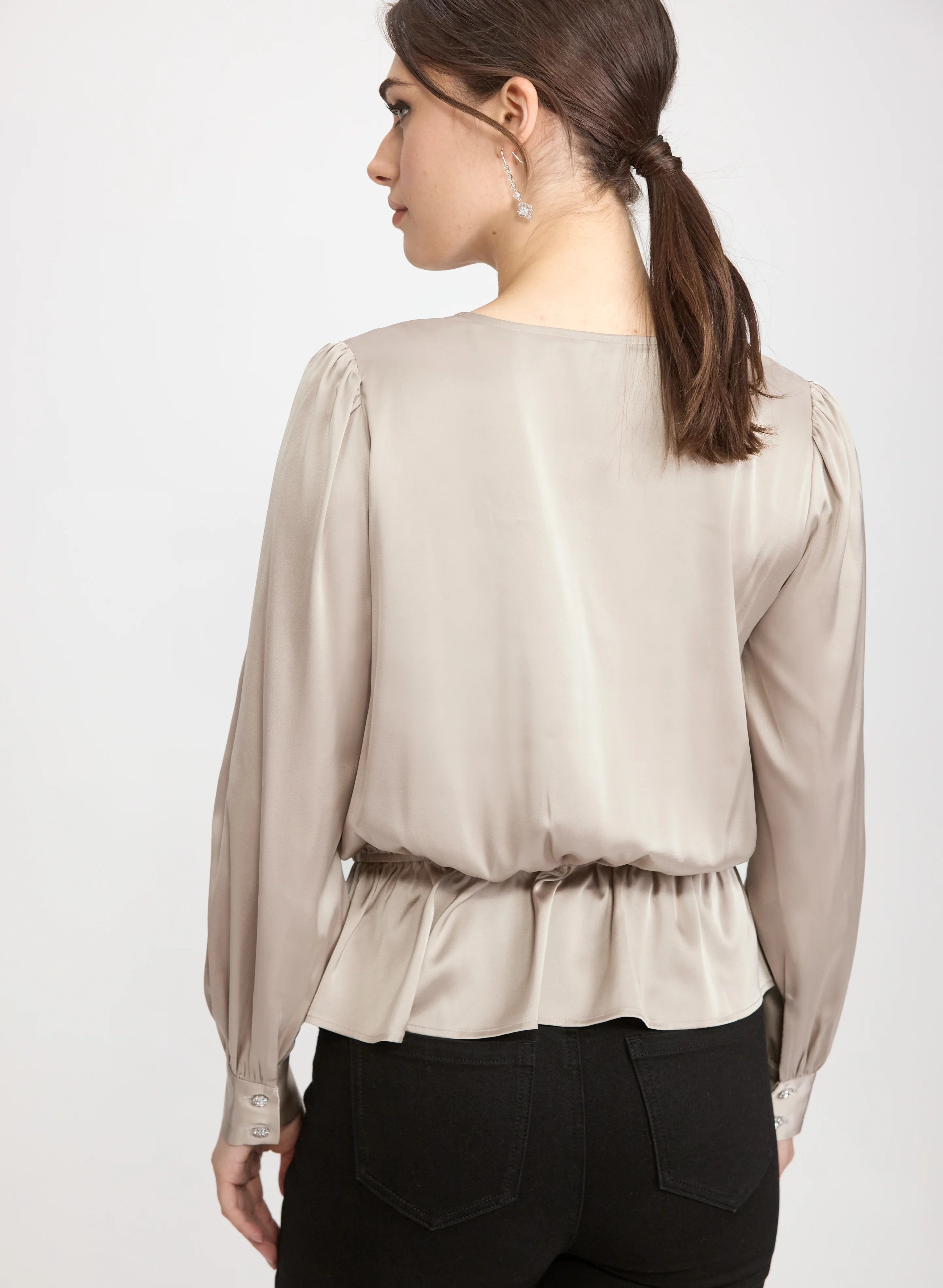 Satin Wrap-Style Blouse - Image 4