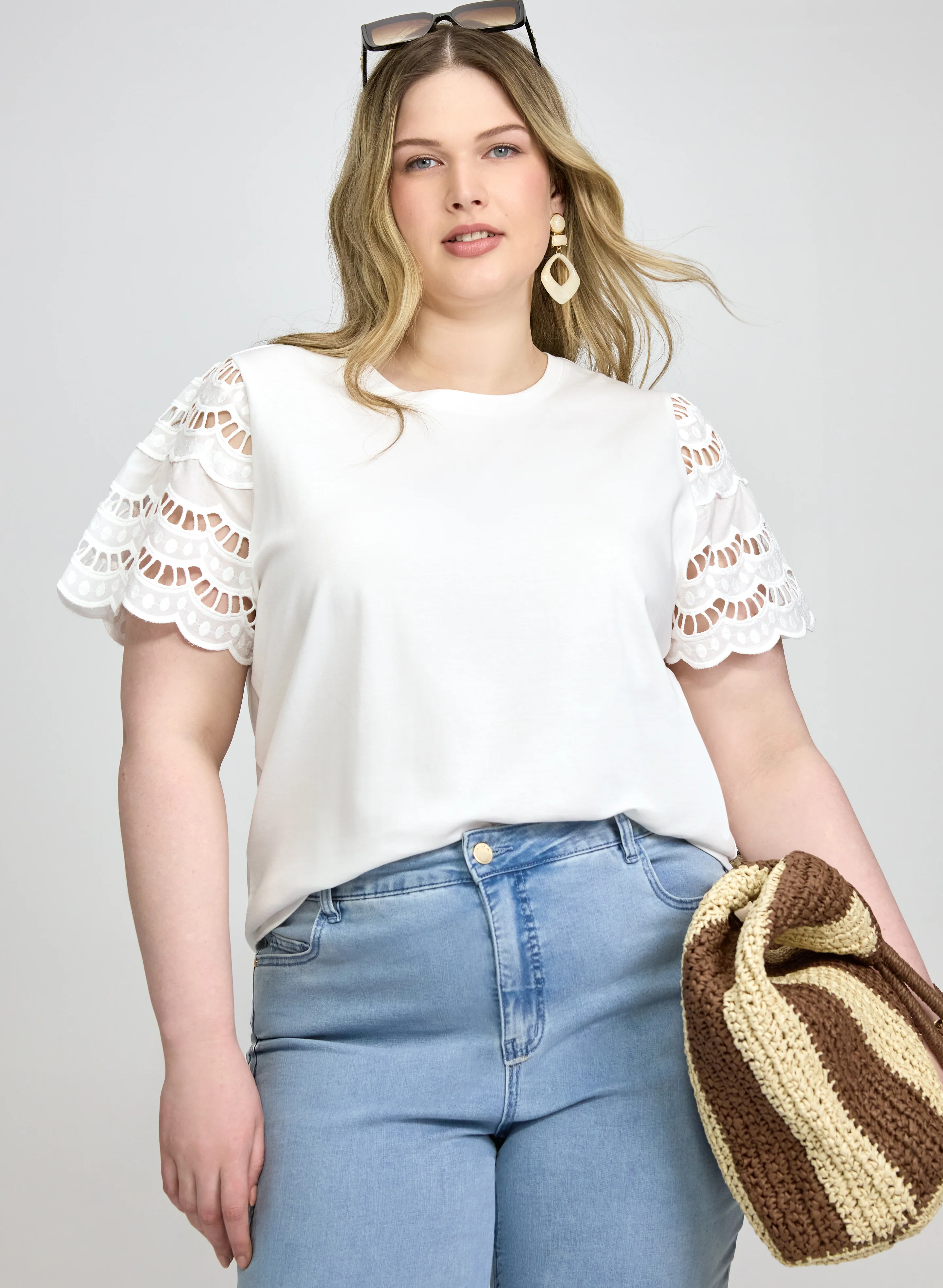 Scalloped Cotton-Blend T-Shirt