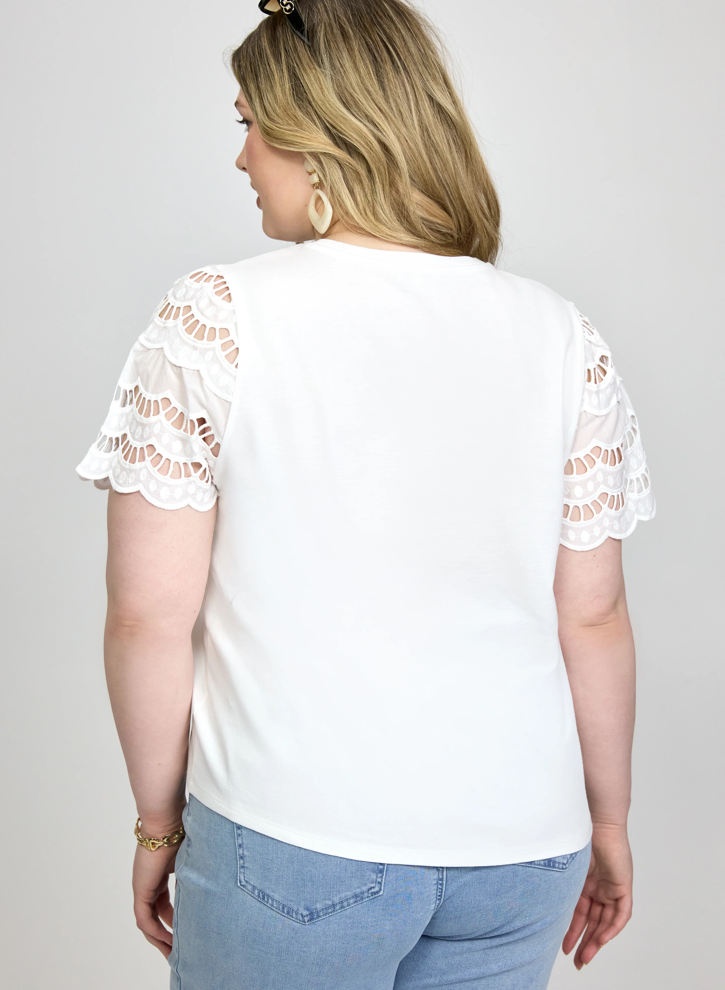 Scalloped Cotton-Blend T-Shirt - Image 3