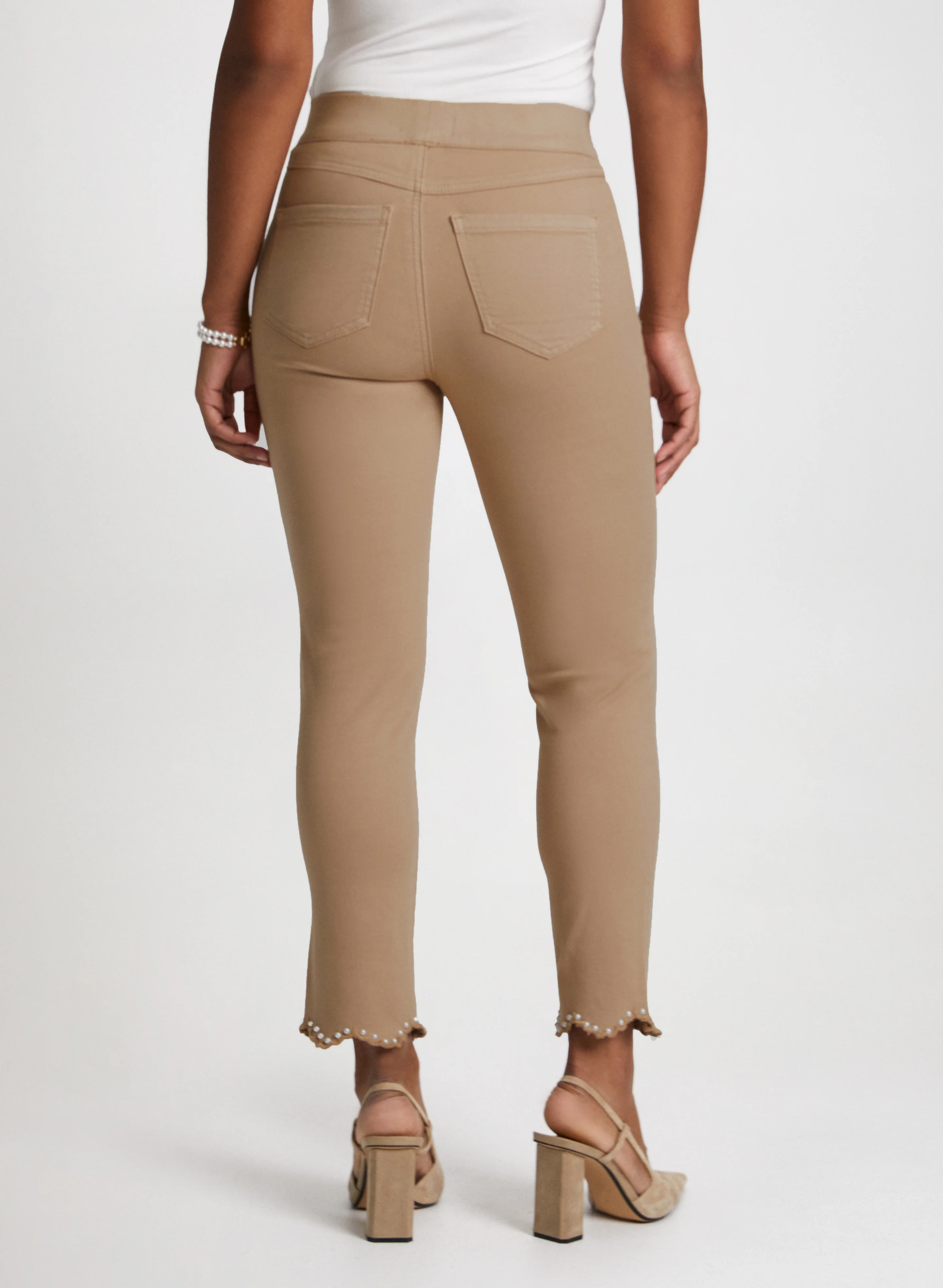 Scalloped Hem Pull-On Denim Pants - Image 2