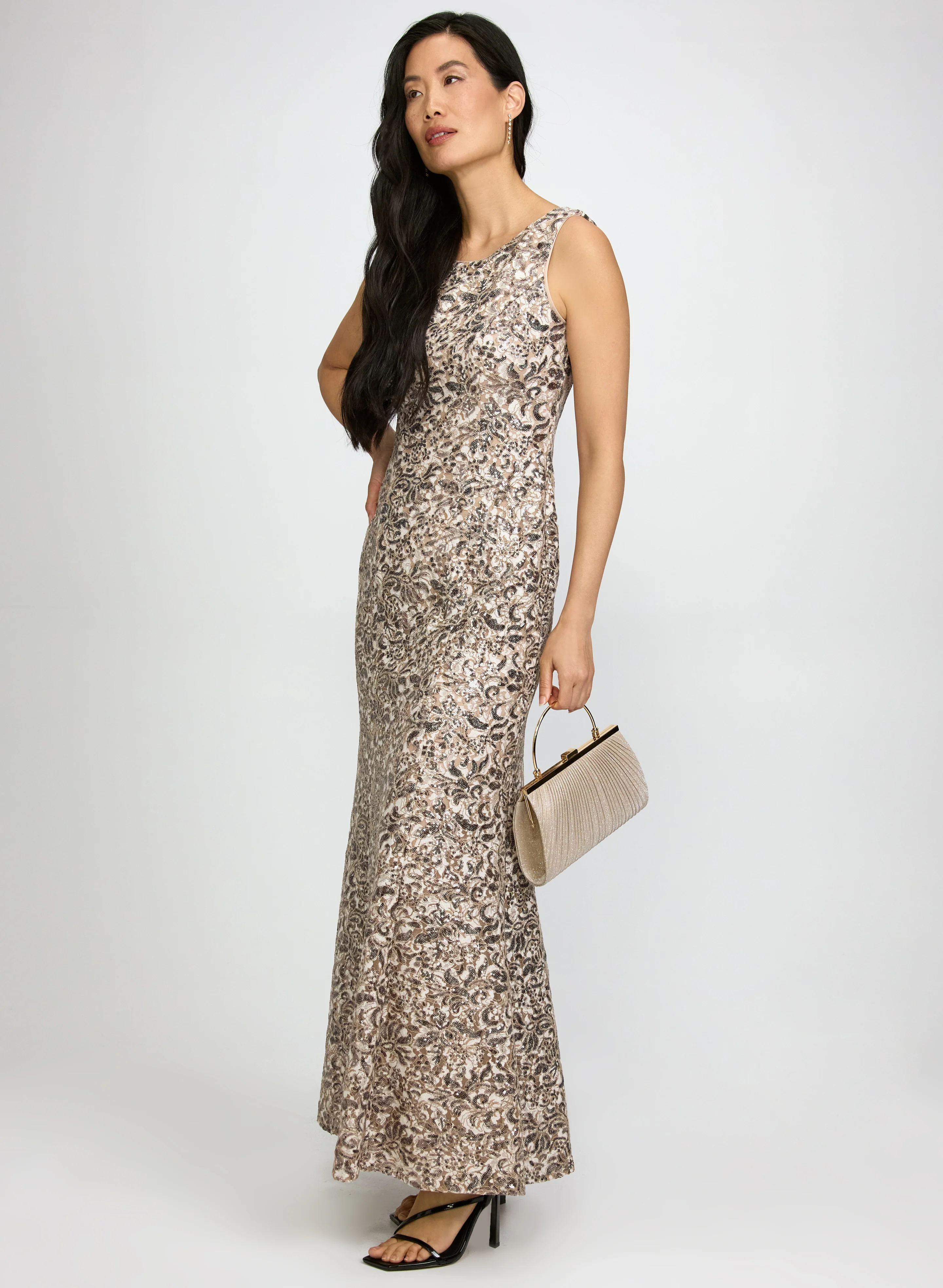 Sequin Dress & Chiffon Shawl Set - Image 2