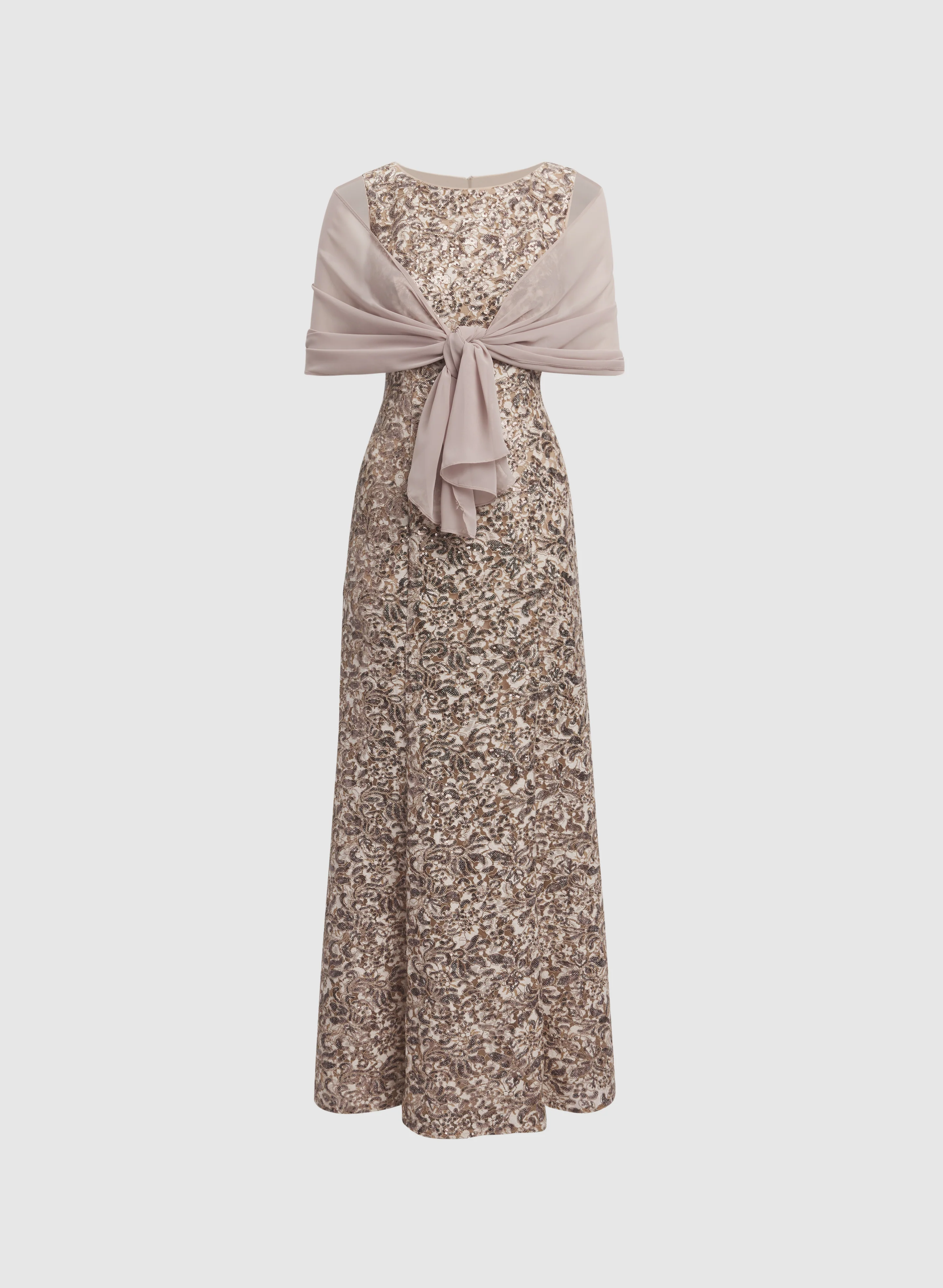 Sequin Dress & Chiffon Shawl Set - Image 5