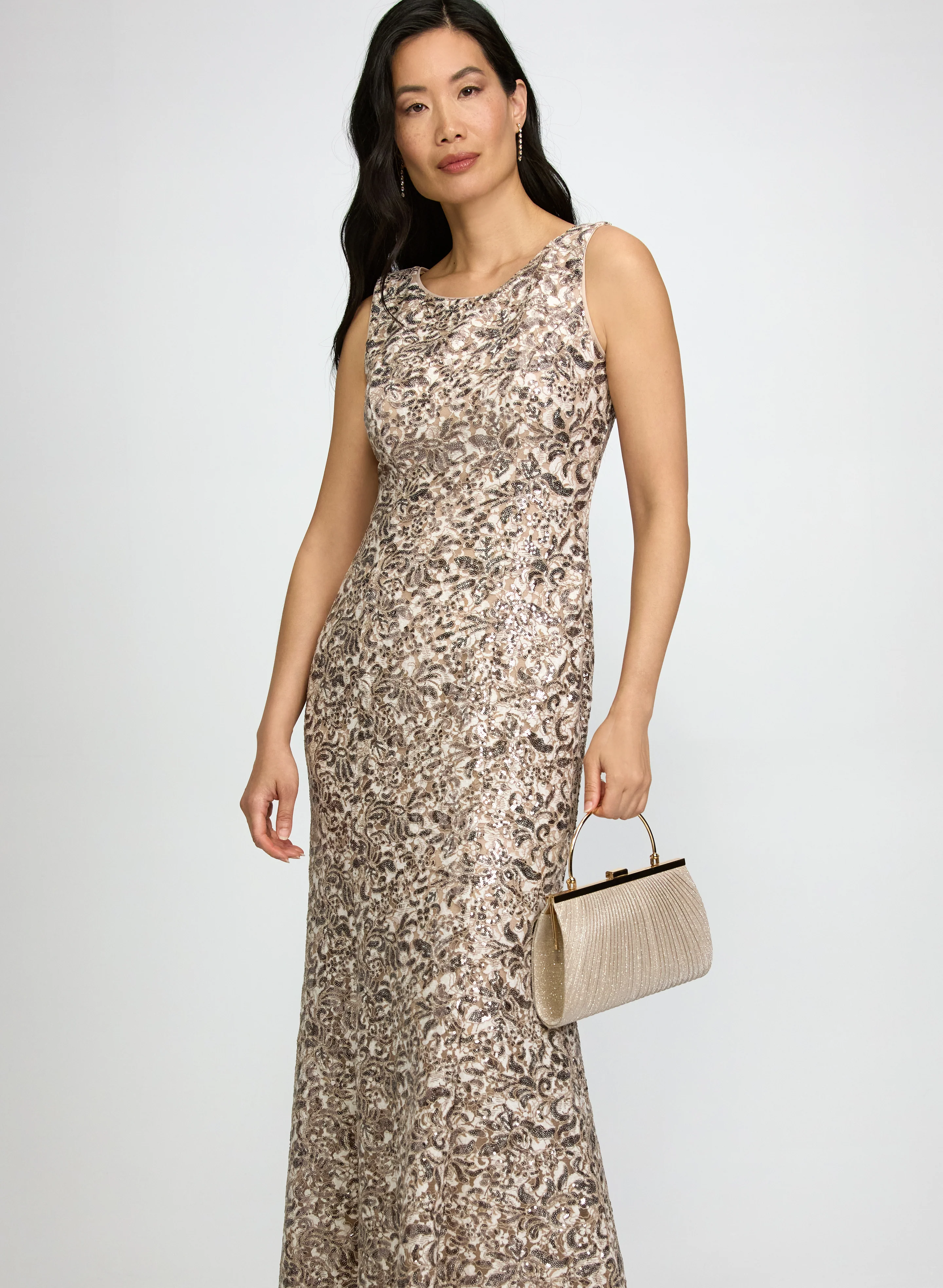 Sequin Dress & Chiffon Shawl Set - Image 8