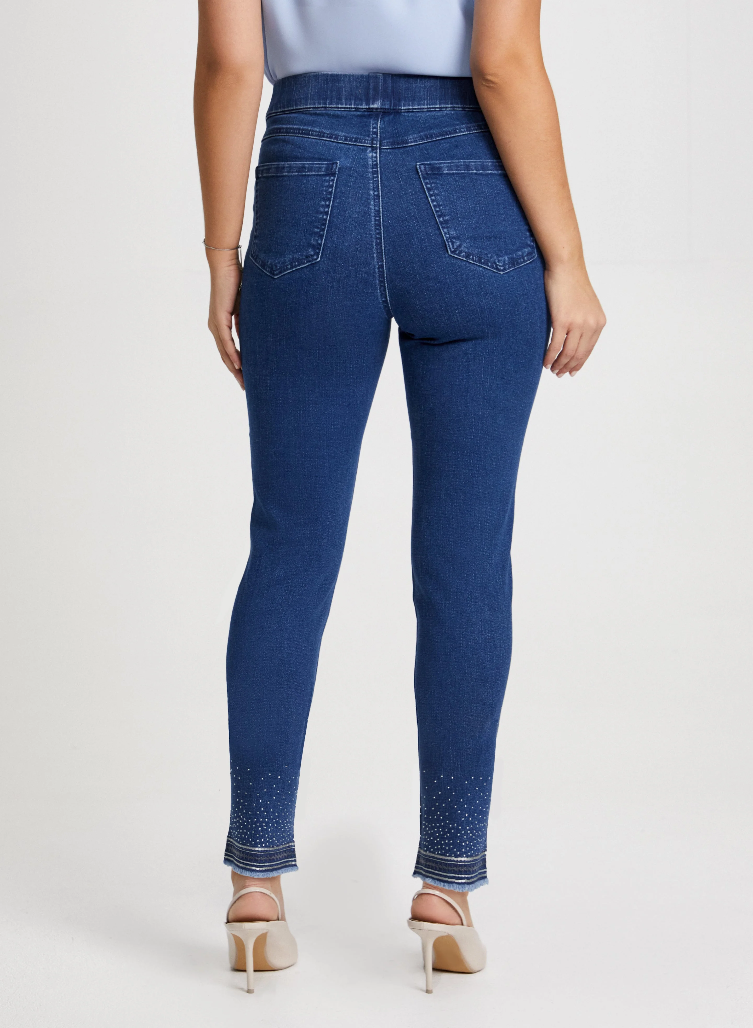 Sequin Hem Slim Leg Jeans - Image 2