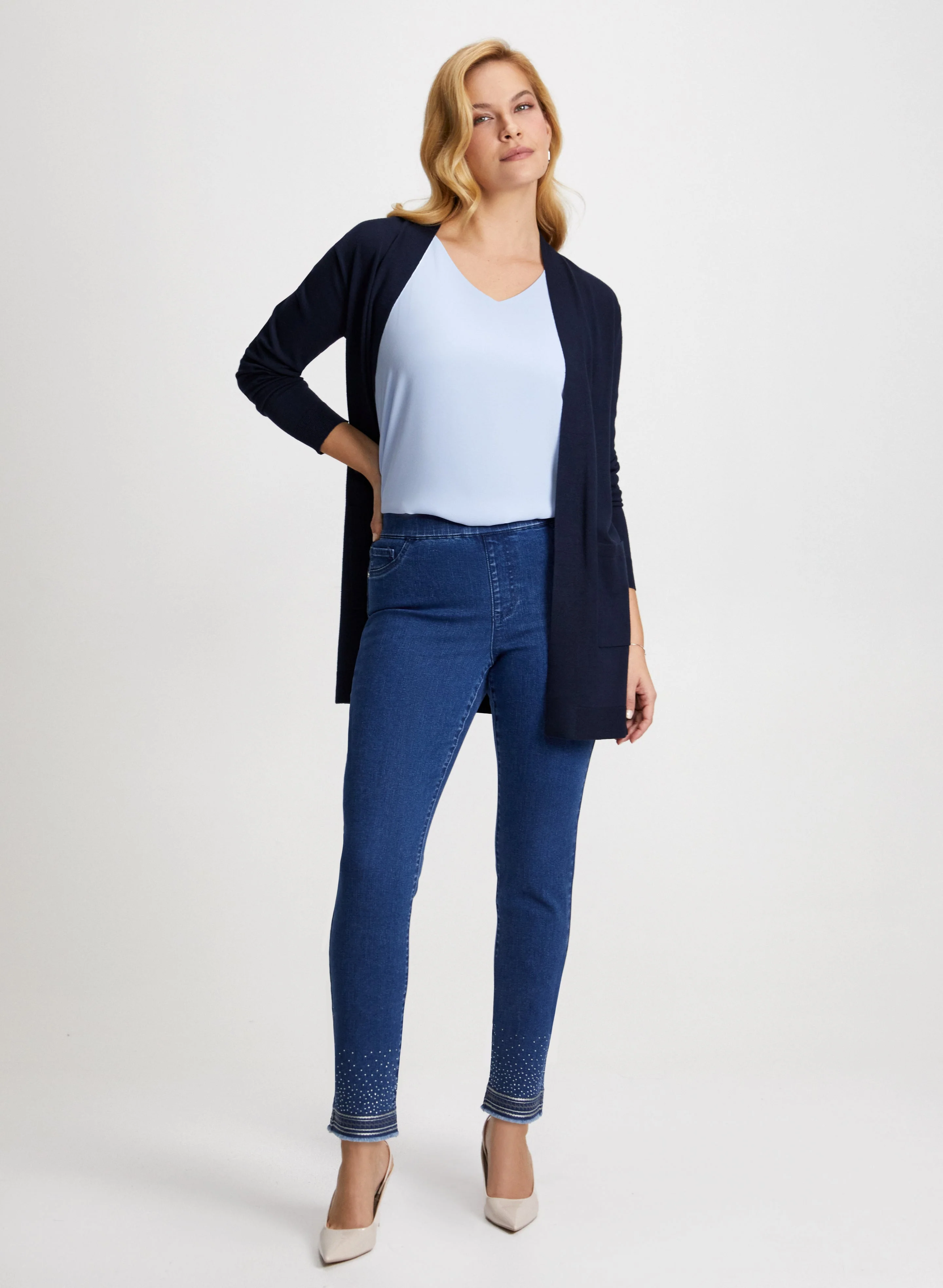 Sequin Hem Slim Leg Jeans - Image 3