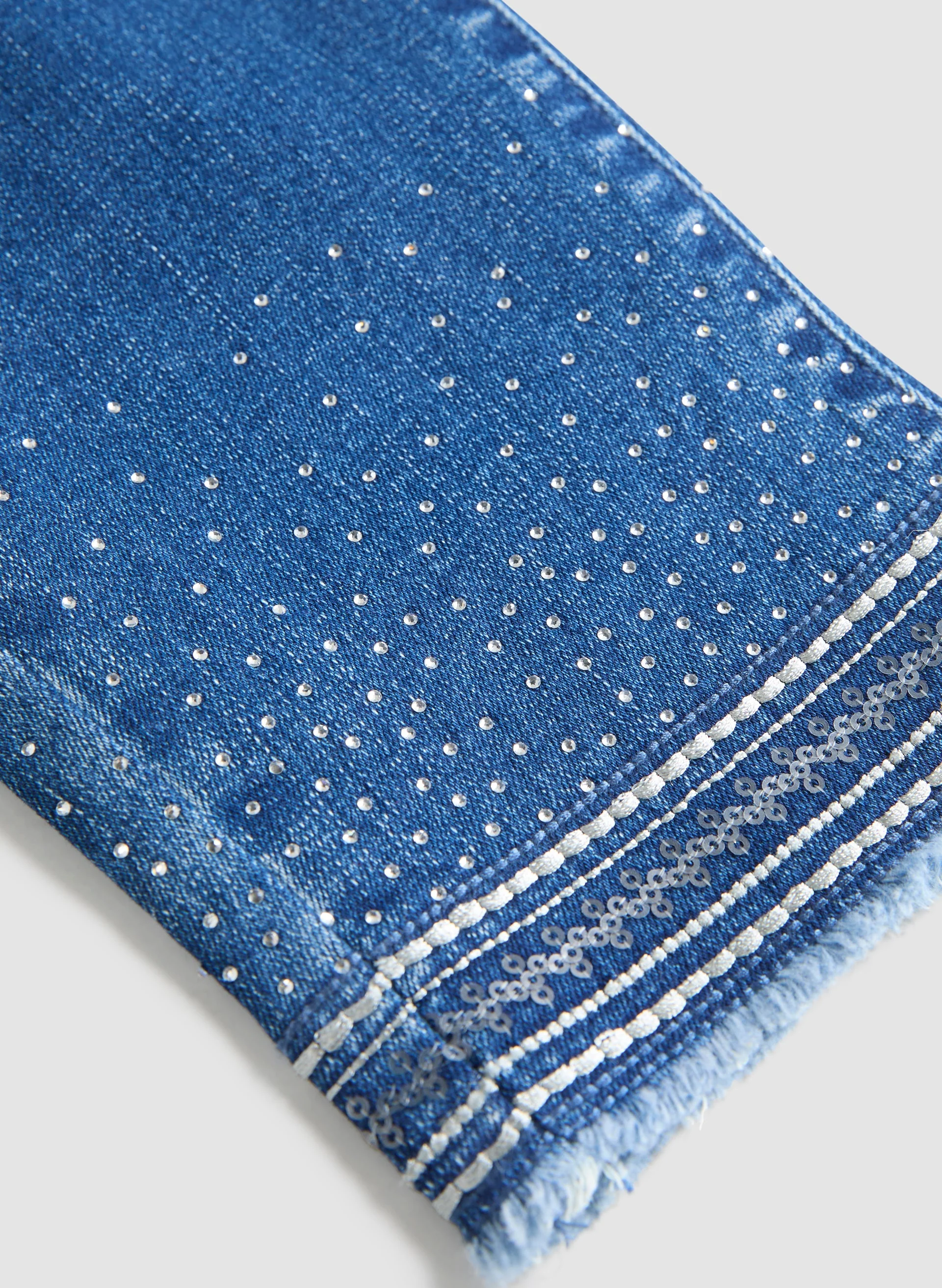 Sequin Hem Slim Leg Jeans - Image 7