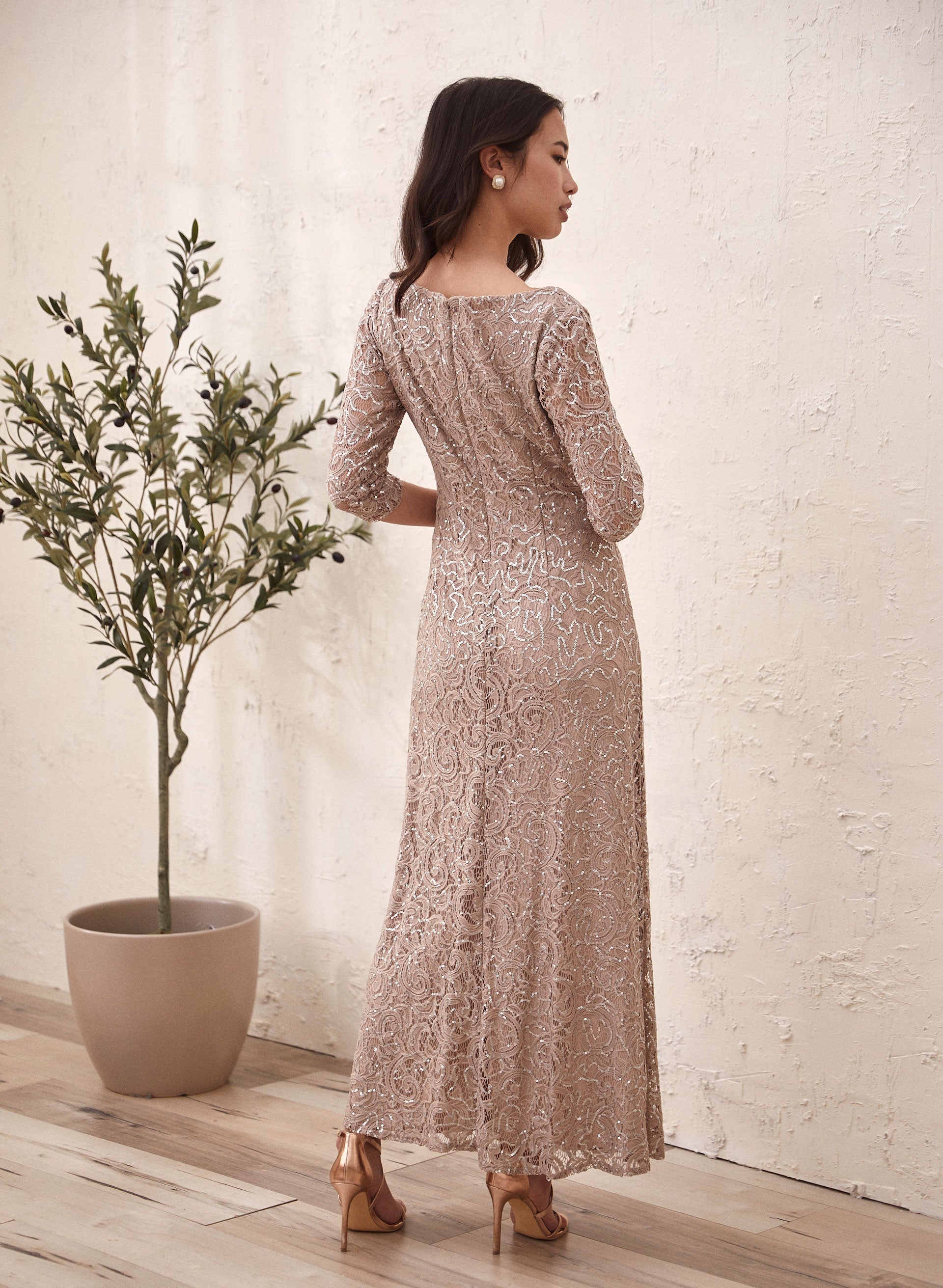 Sequin & Lace Detail Dress - Image 3