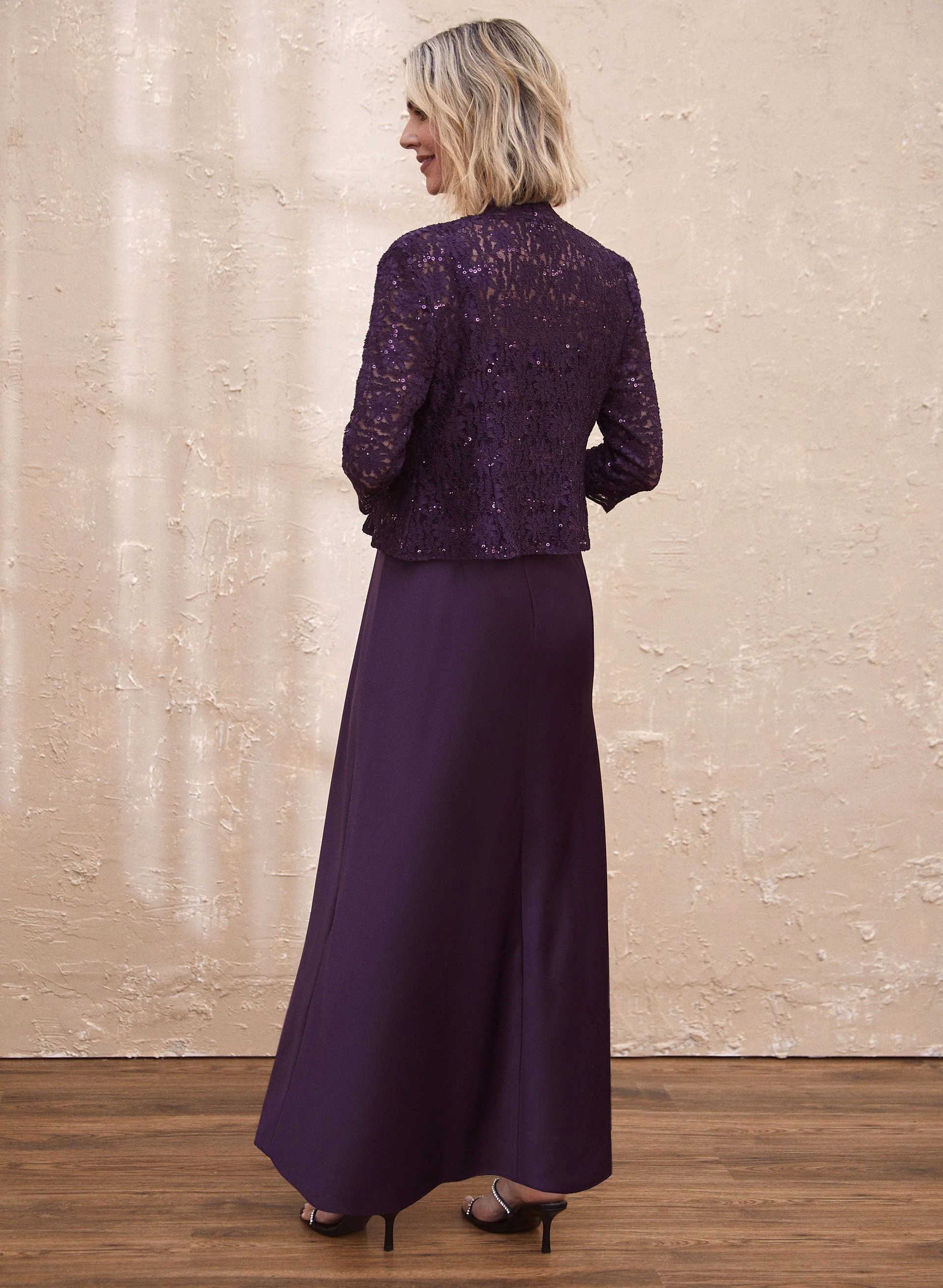 Sequin Lace Dress & Jacket Set - Image 2