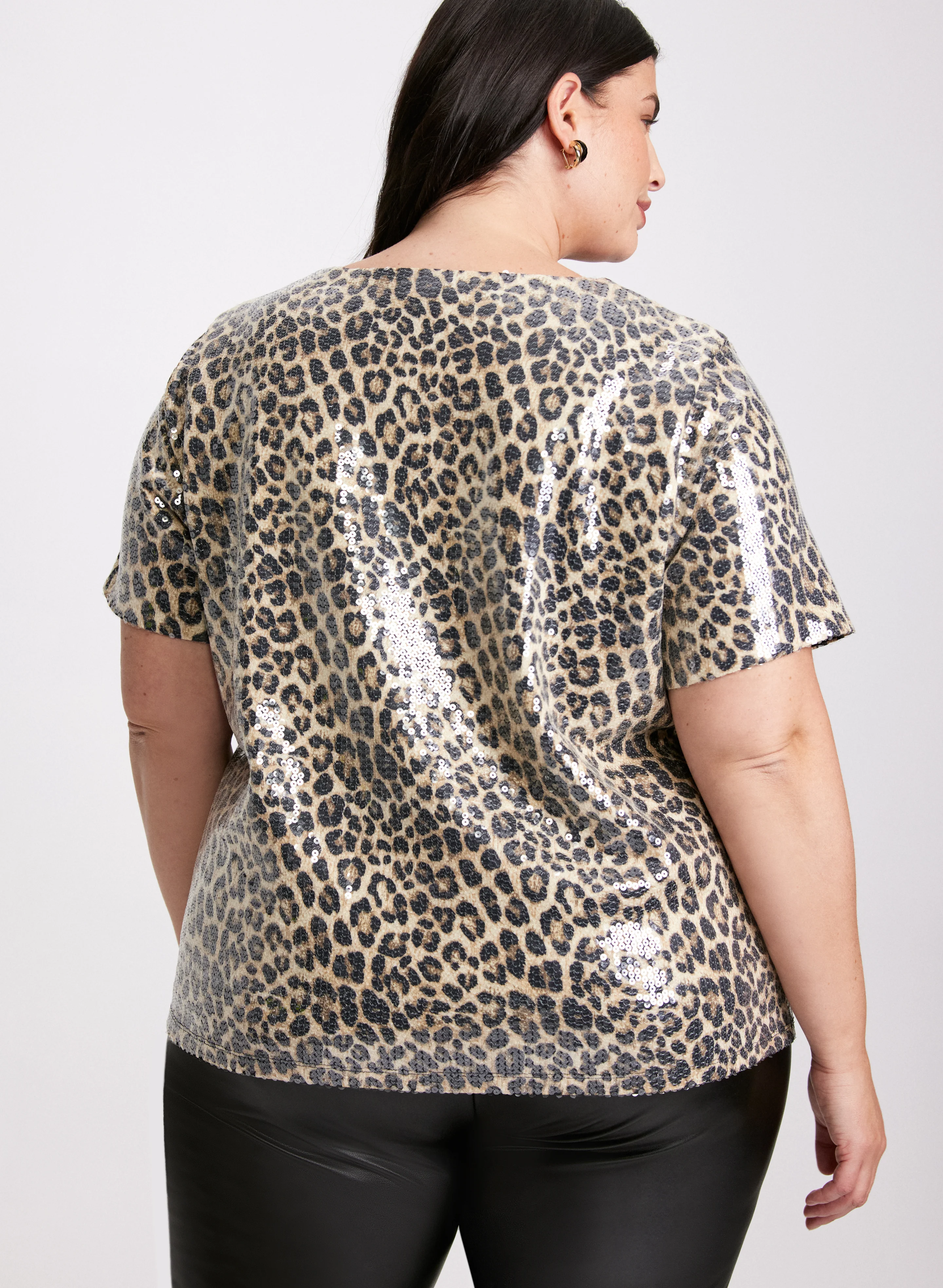 Sequin Leopard Print Top - Image 4