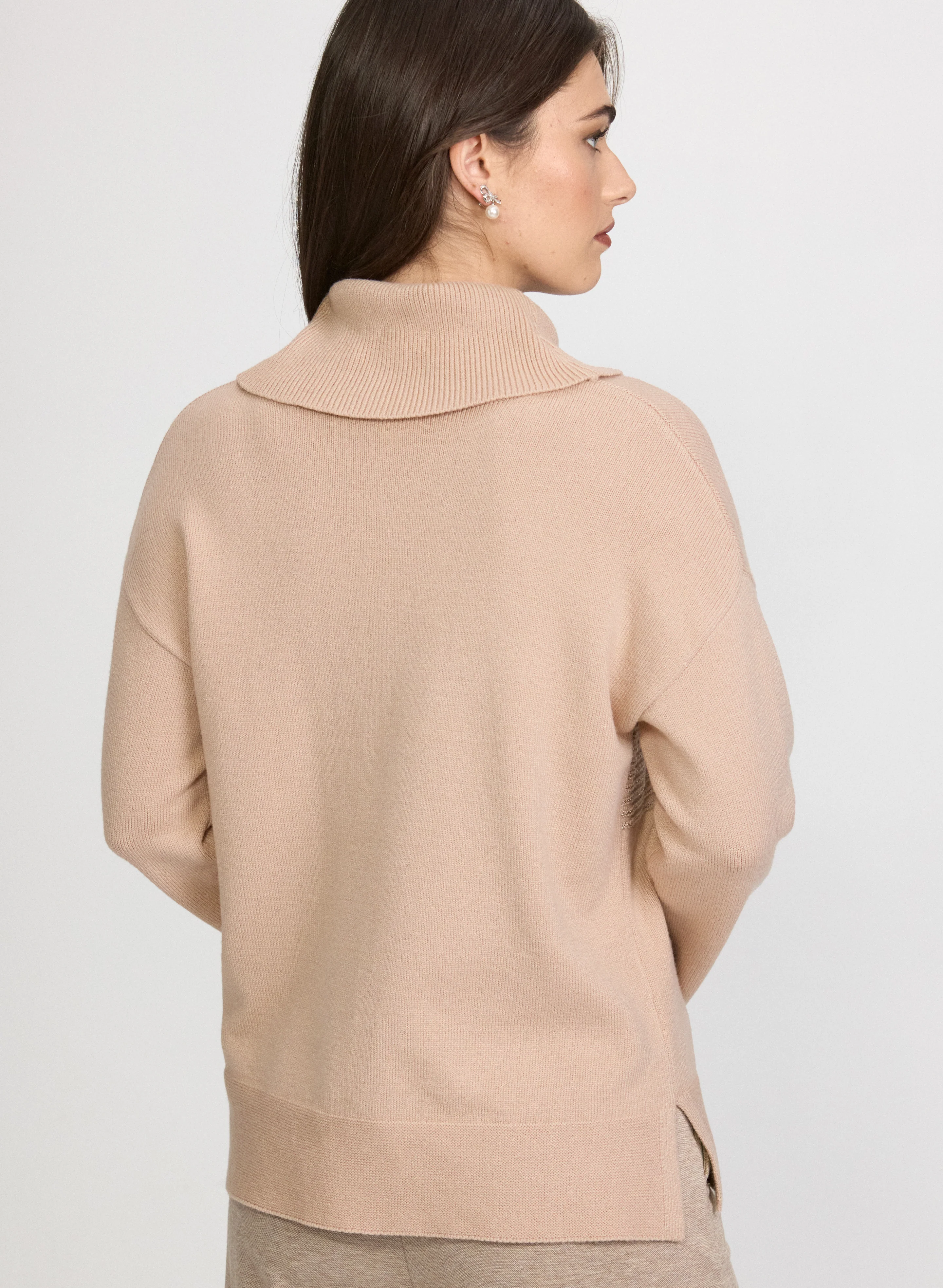 Sequin Striped Cowl Neck Sweater - Image 4