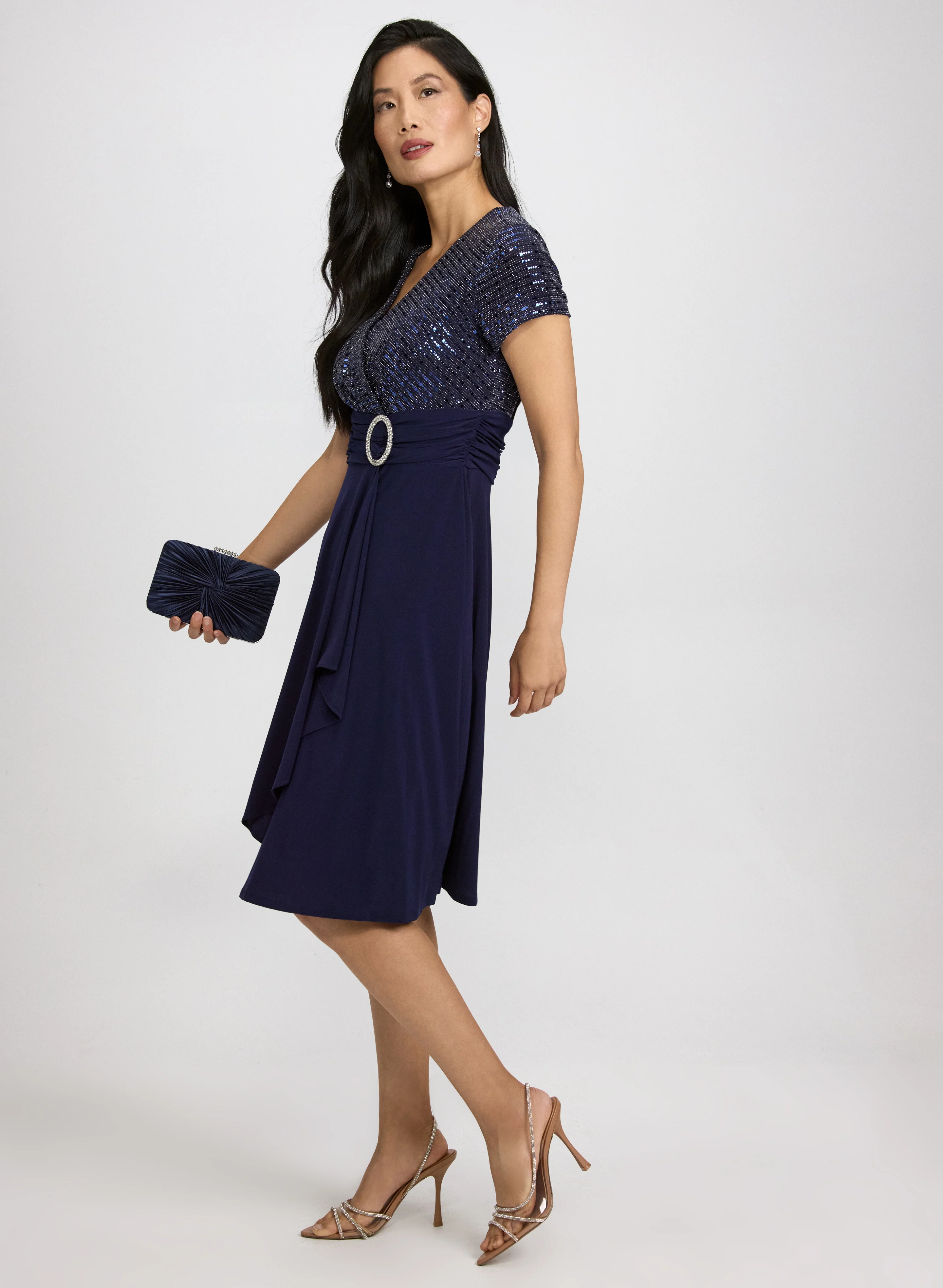 Sequin Wrap Dress - Image 3