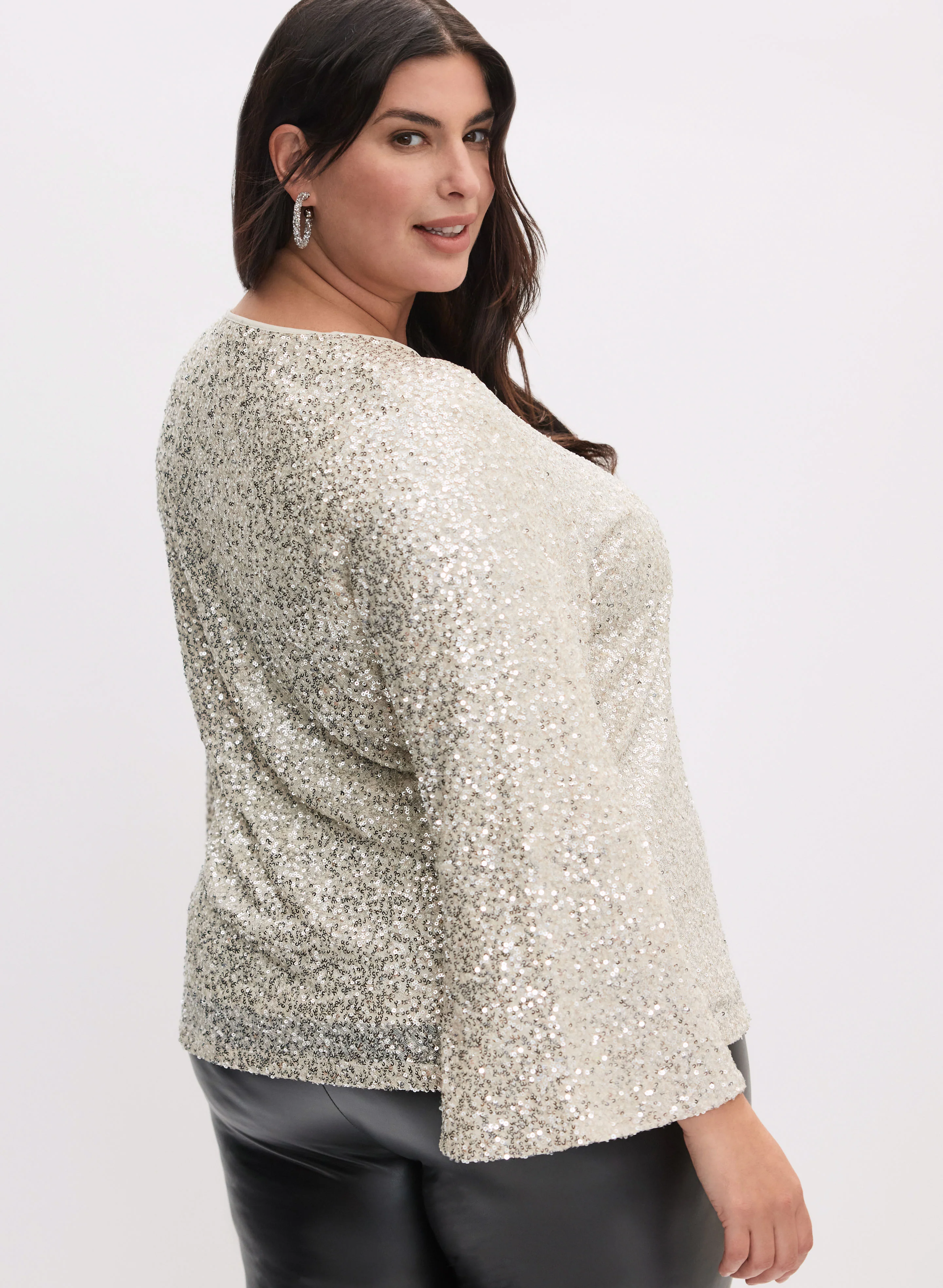 Sequined Bell Sleeve Top - Image 4