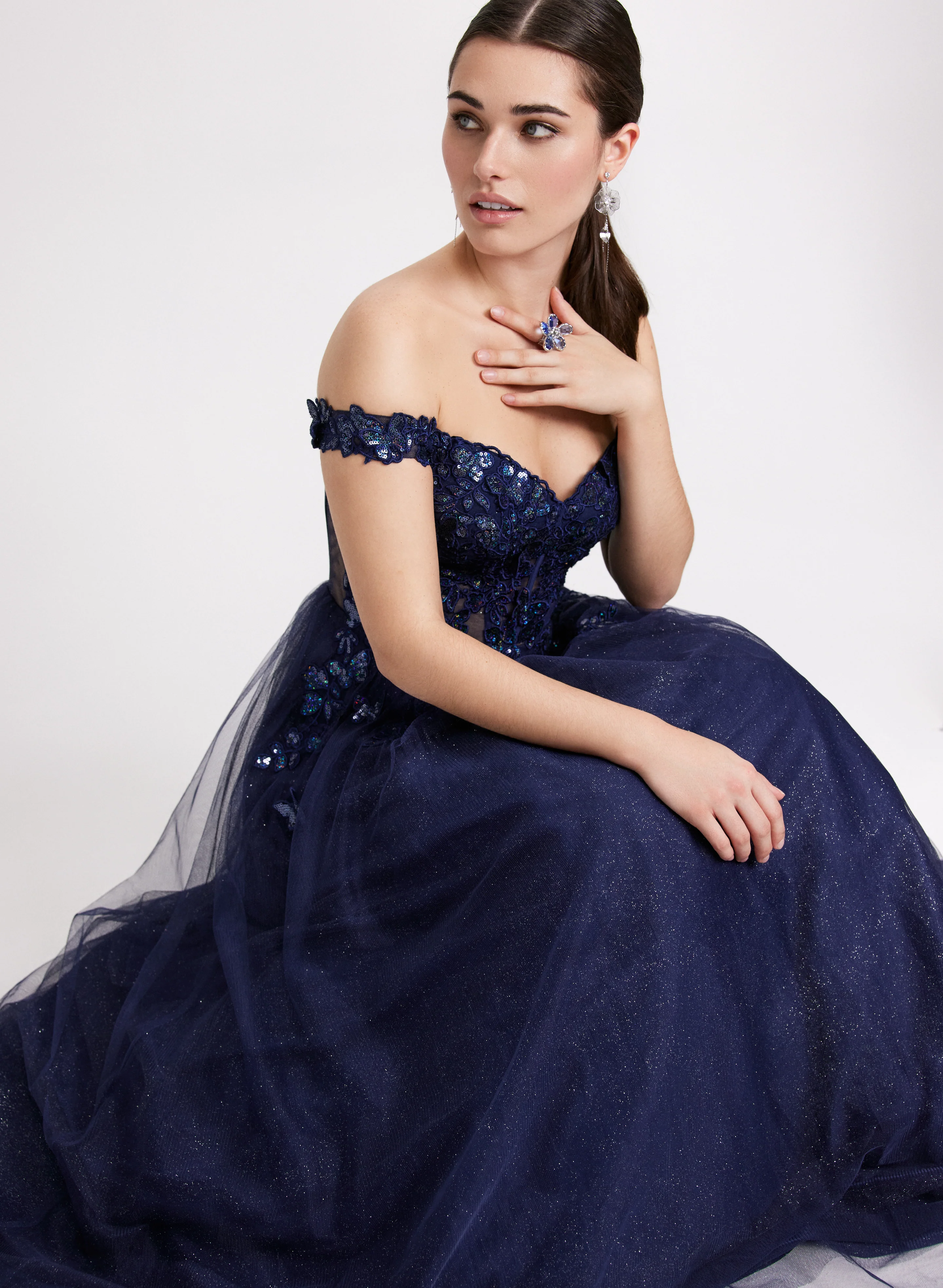 Sequined Butterfly Appliqué Dress - Image 7