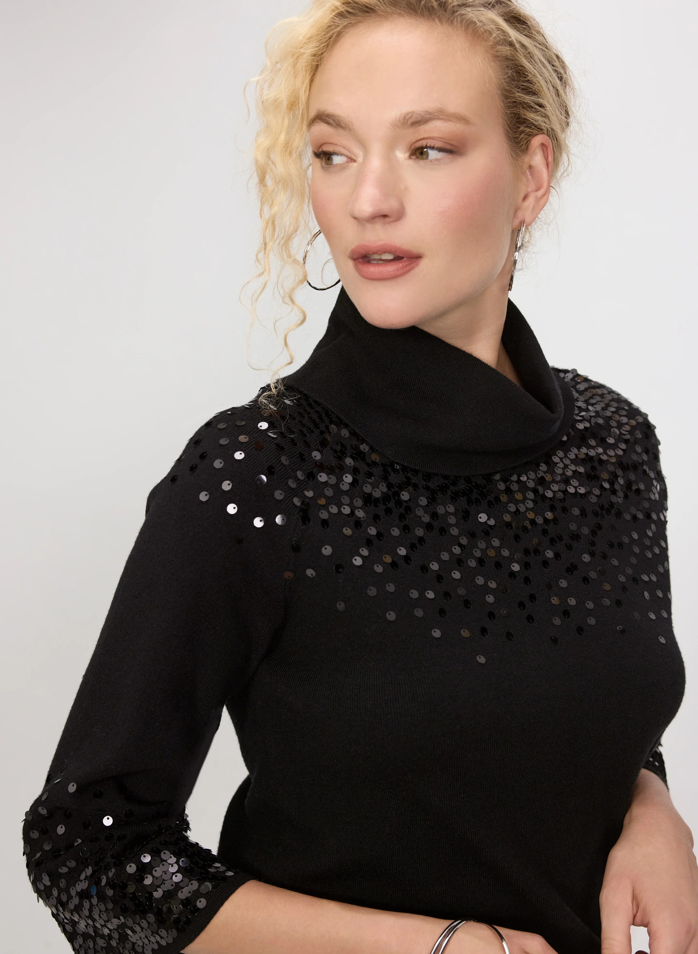 Sequined Cowl Neck Sweater - Image 2