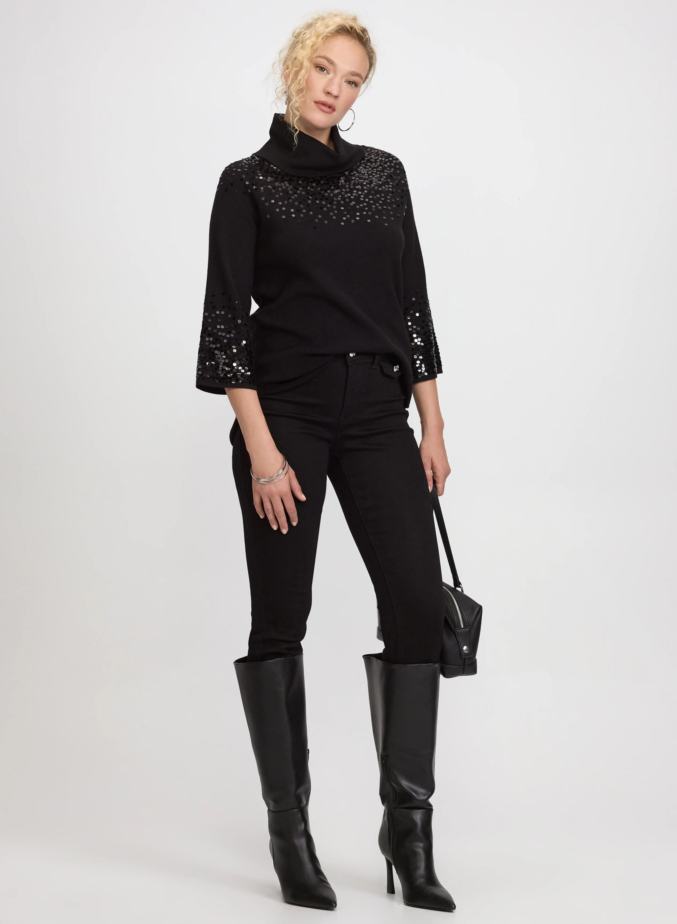 Sequined Cowl Neck Sweater - Image 3