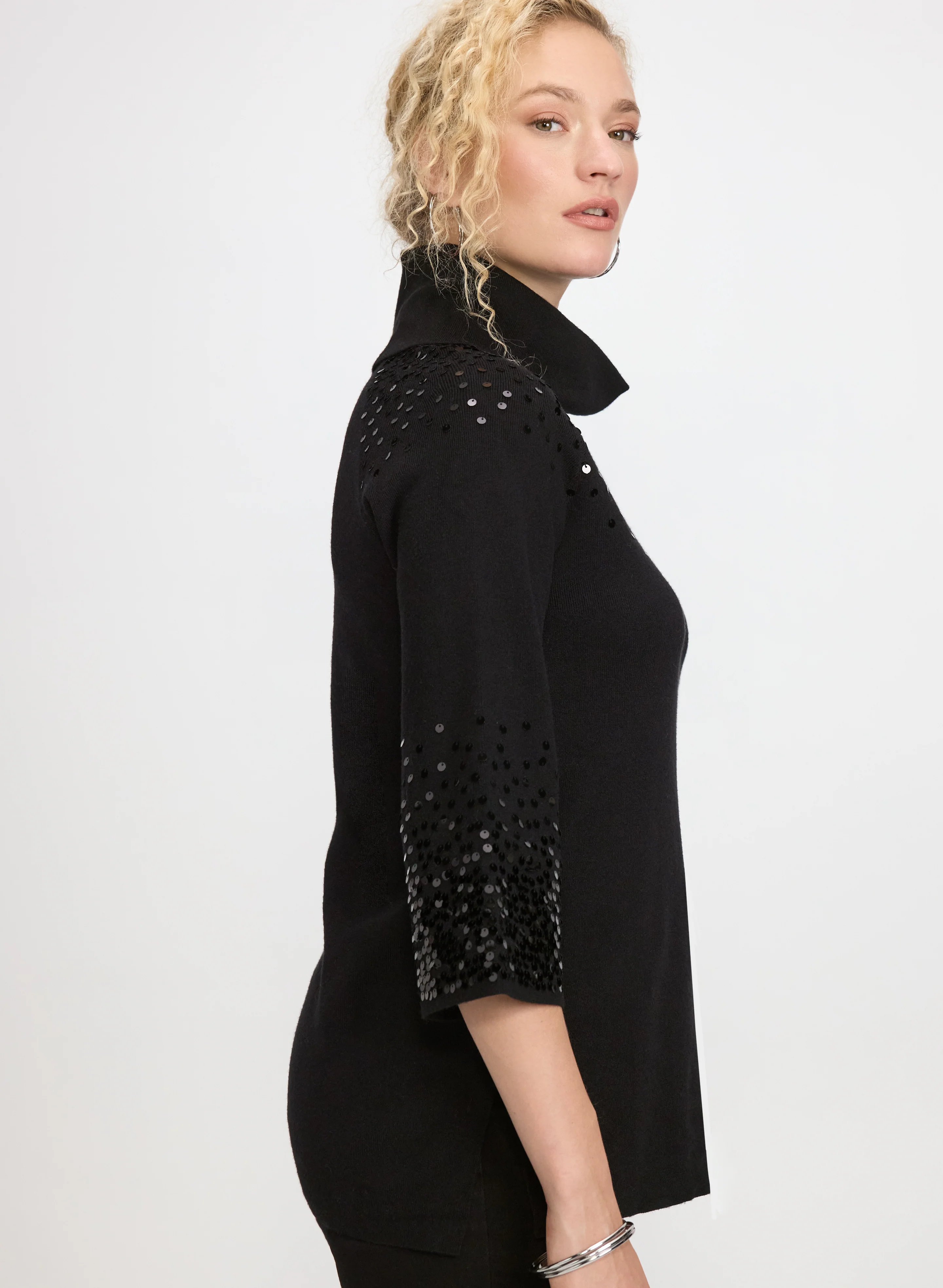 Sequined Cowl Neck Sweater - Image 4