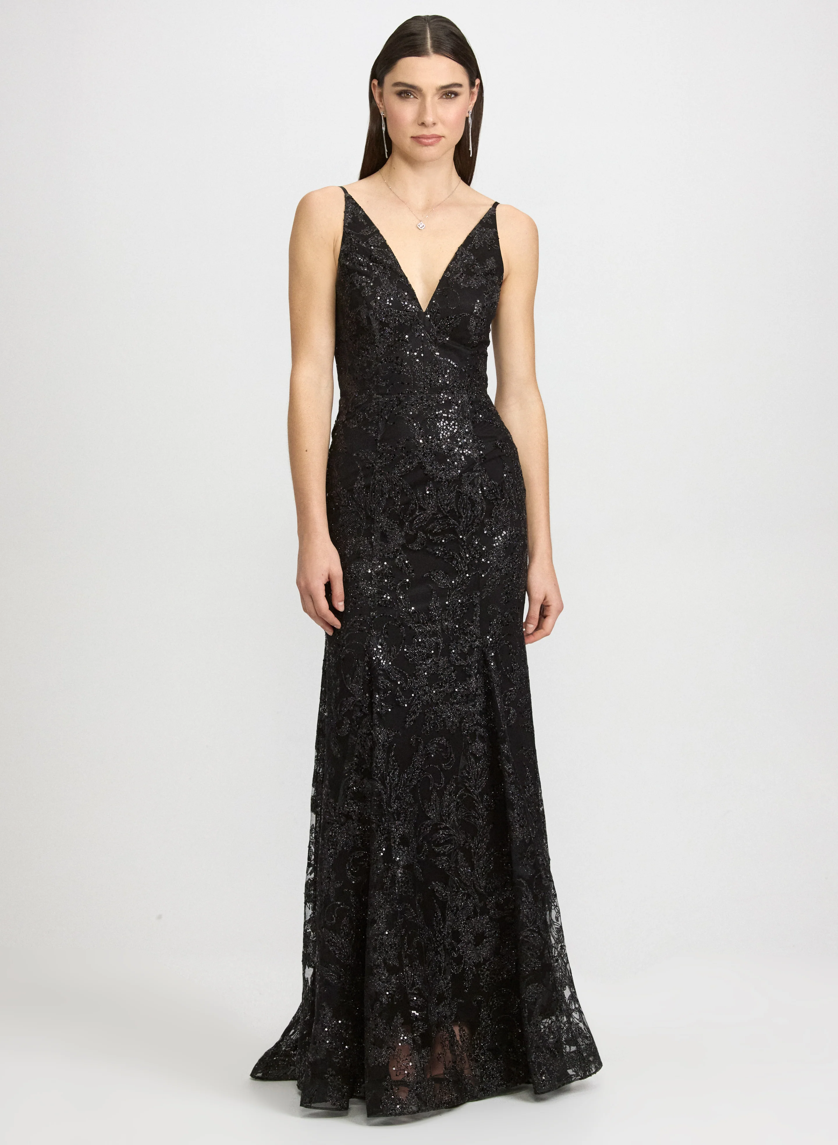 Sequined Floral Dress
