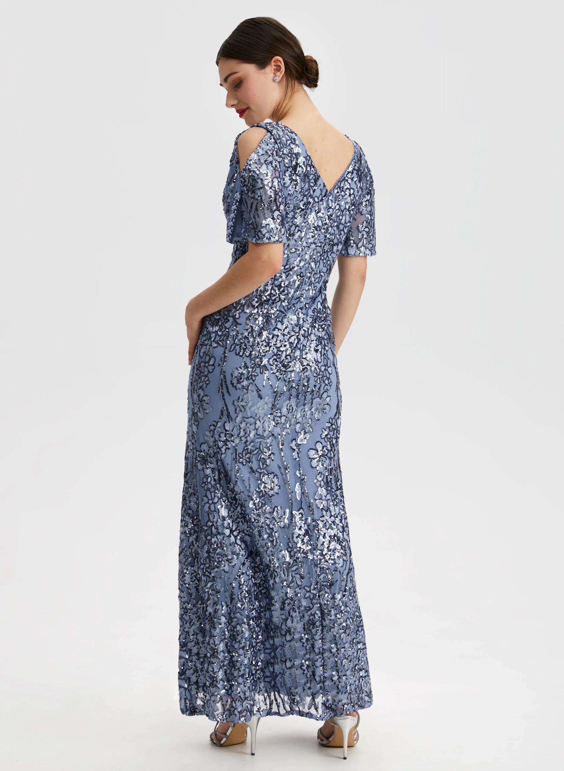 Sequined Floral Motif Dress - Image 2
