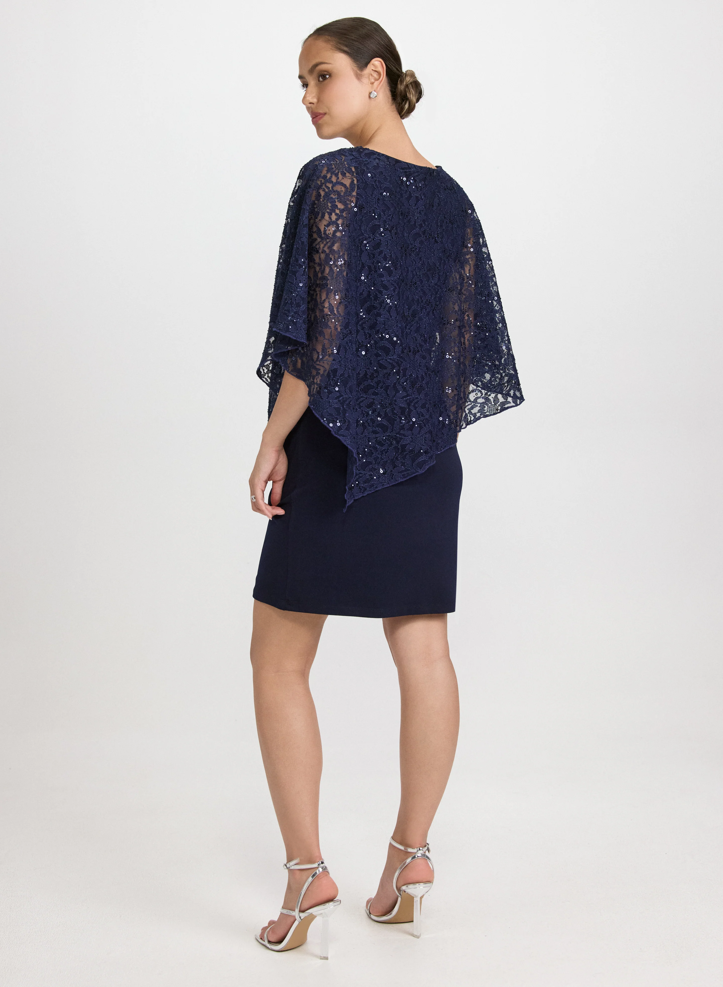 Compli K - Sequined Lace Capelet Dress - Image 5