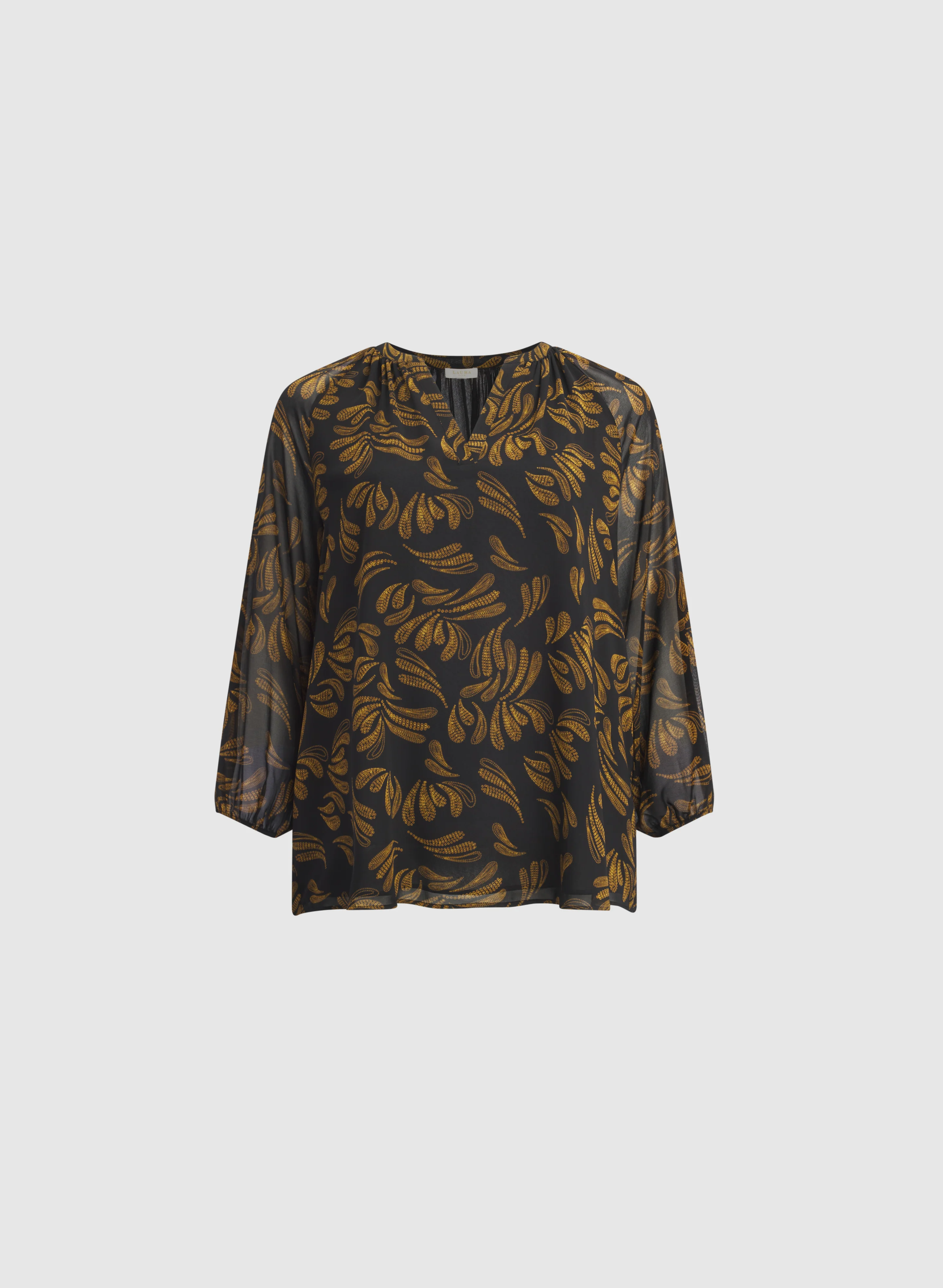 Sequined Leaf Print Blouse - Image 6