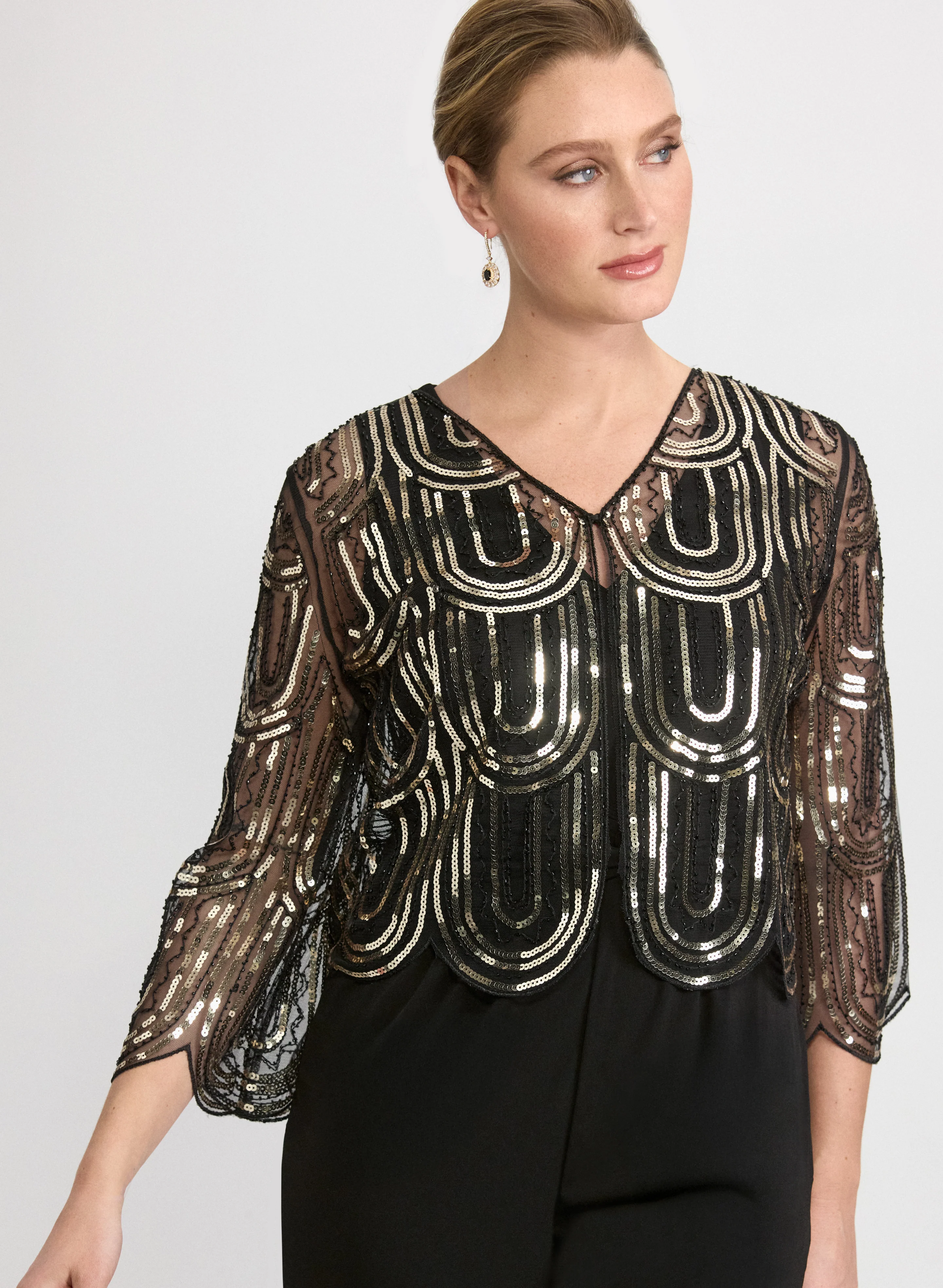 Sequined Mesh Bolero
