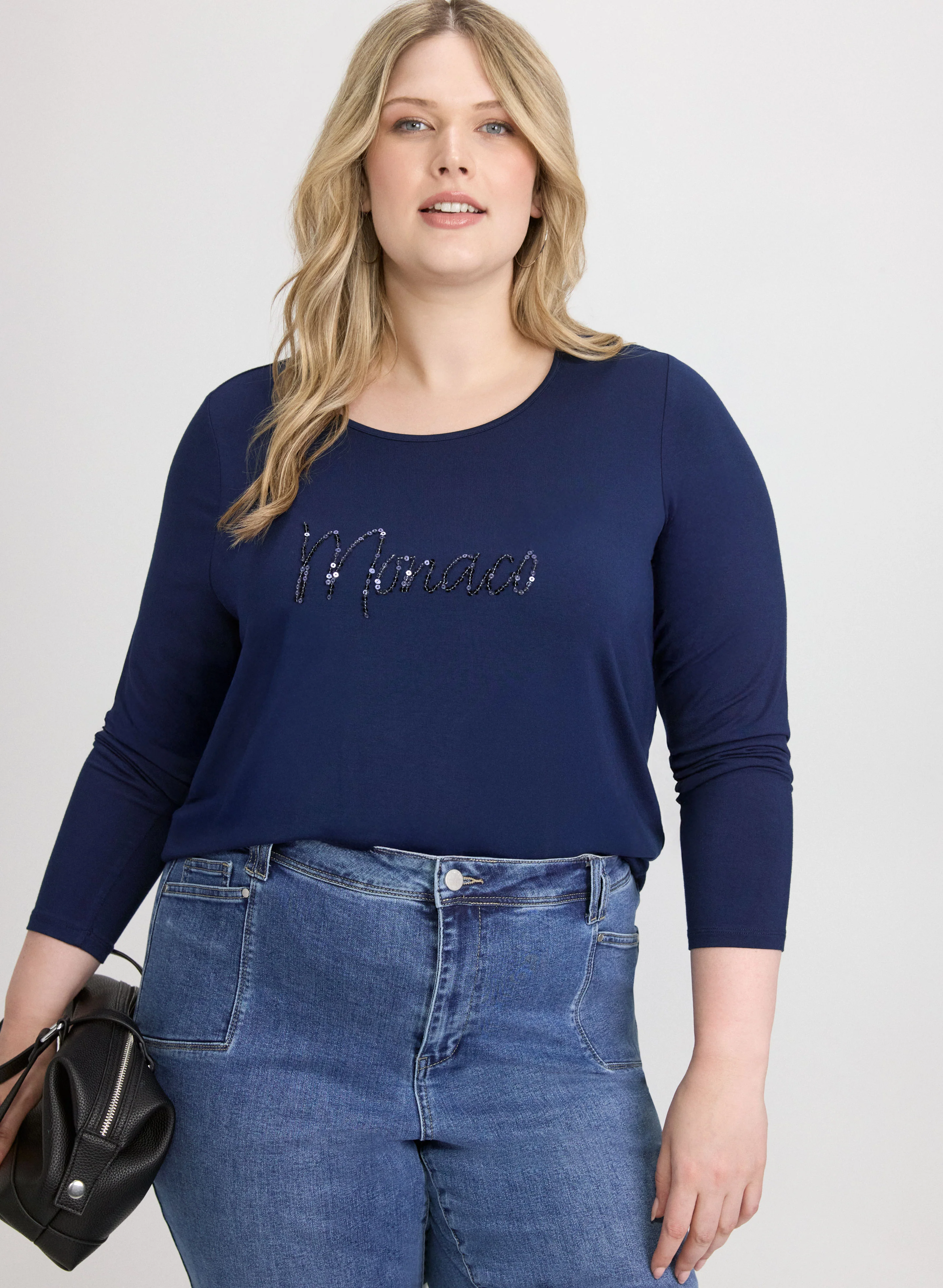 Sequined Script Top