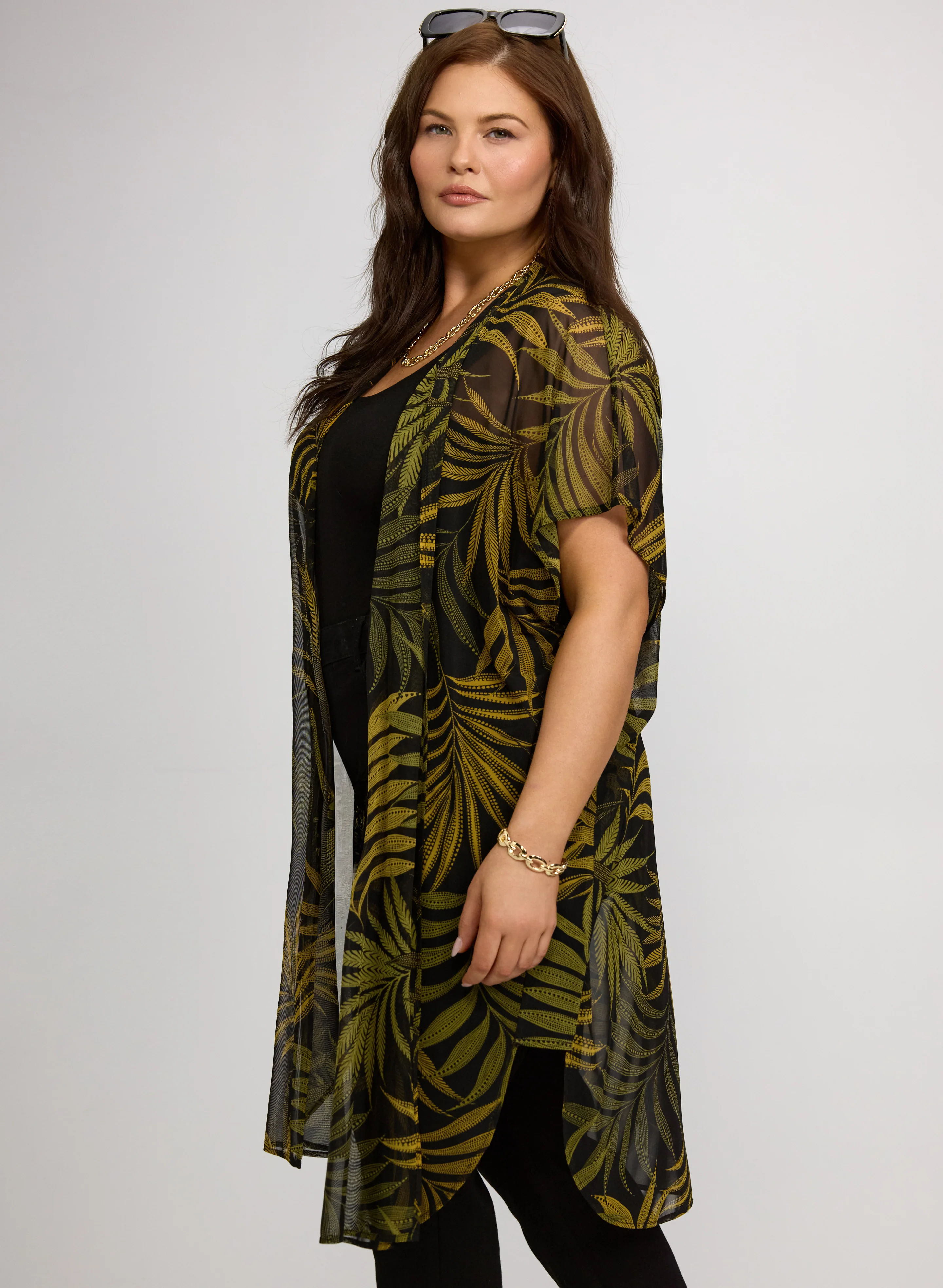 Palm Print Open-Front Top - Image 5