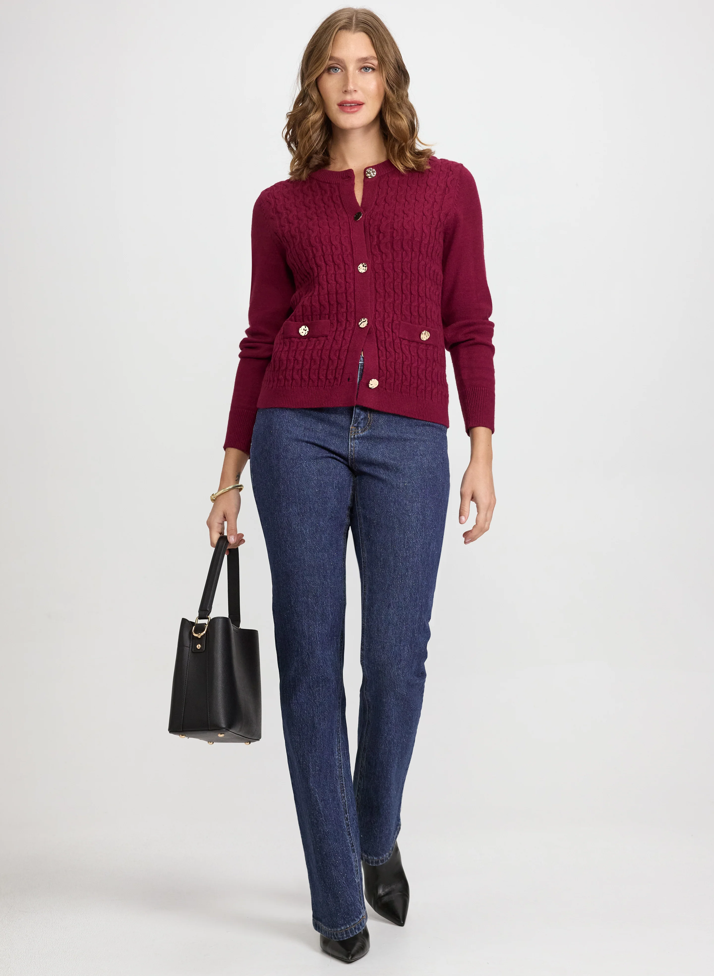 Short Cable Knit Cardigan - Image 3