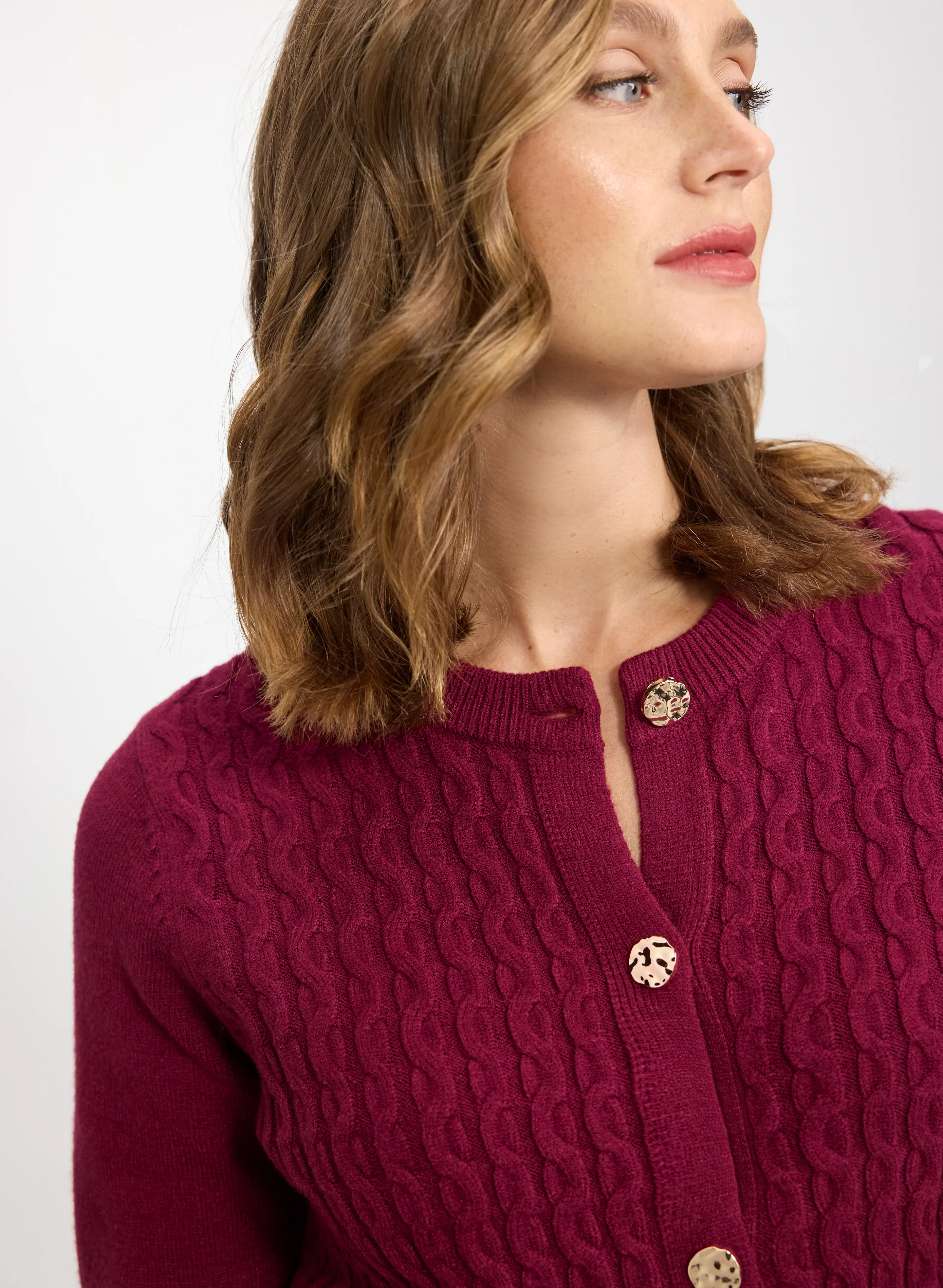 Short Cable Knit Cardigan - Image 5
