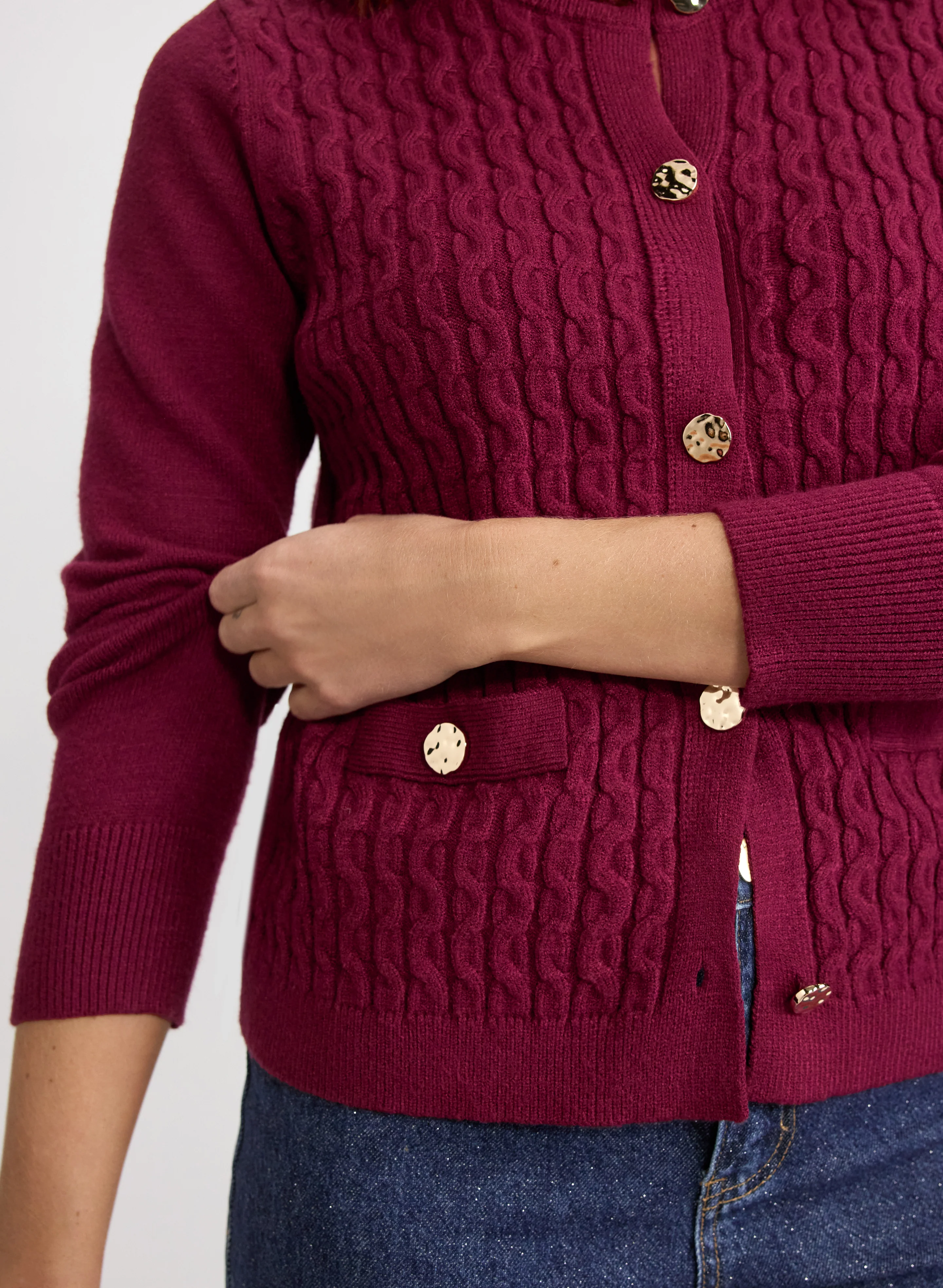 Short Cable Knit Cardigan - Image 8