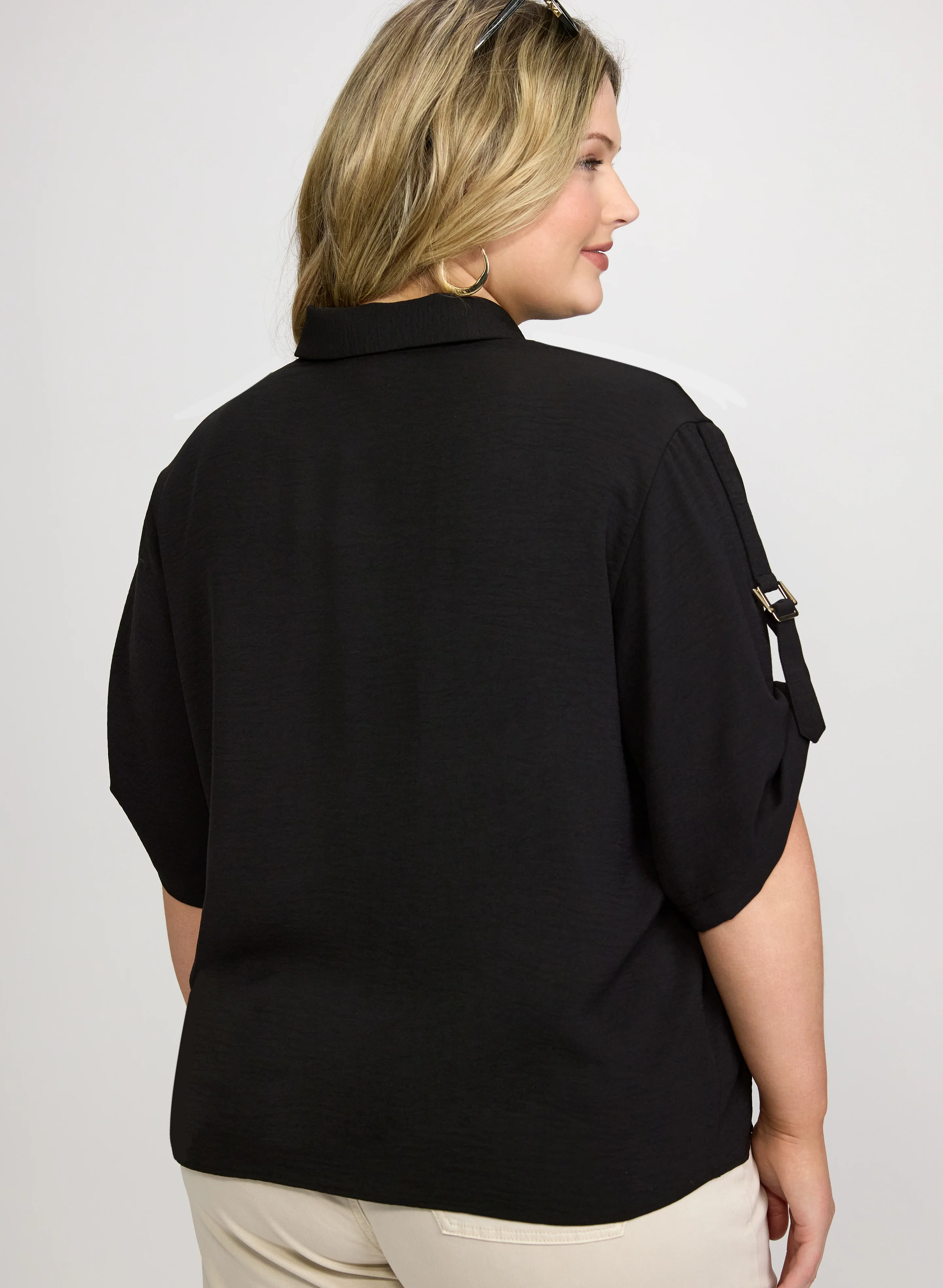 Short Sleeve Button-Down Blouse - Image 5