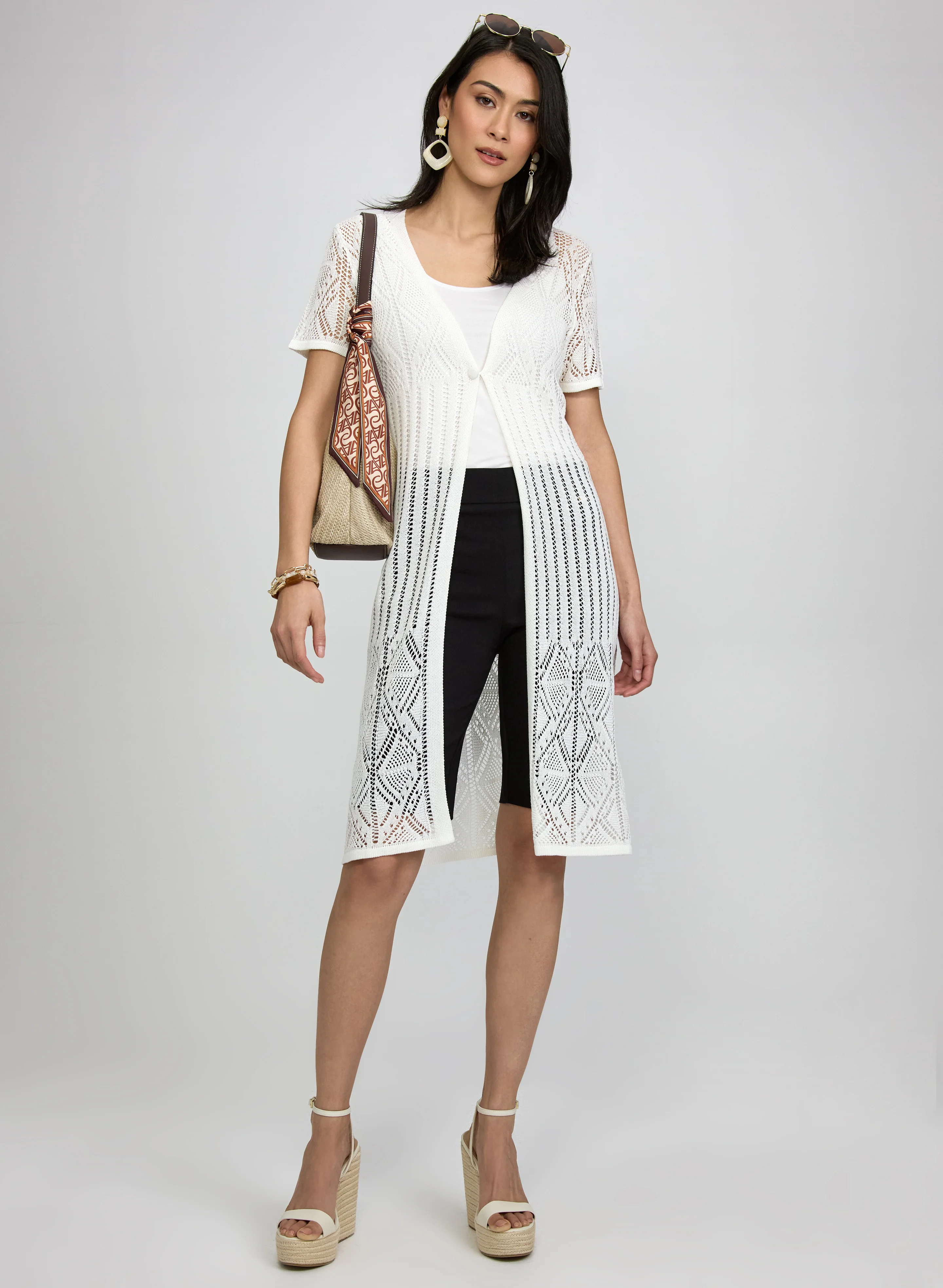 Short Sleeve Crochet Cardigan - Image 3