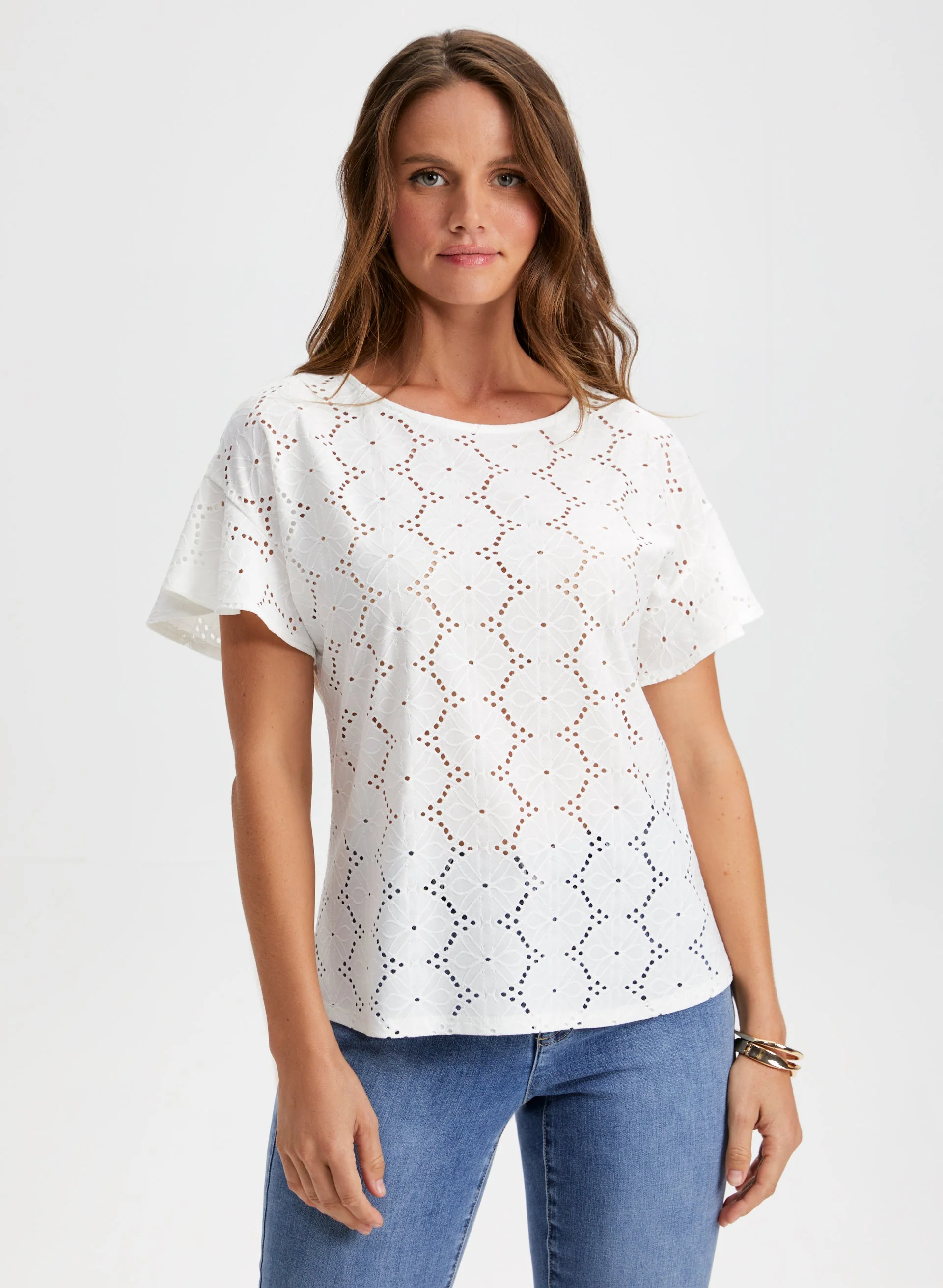 Short Sleeve Eyelet Top - Image 4