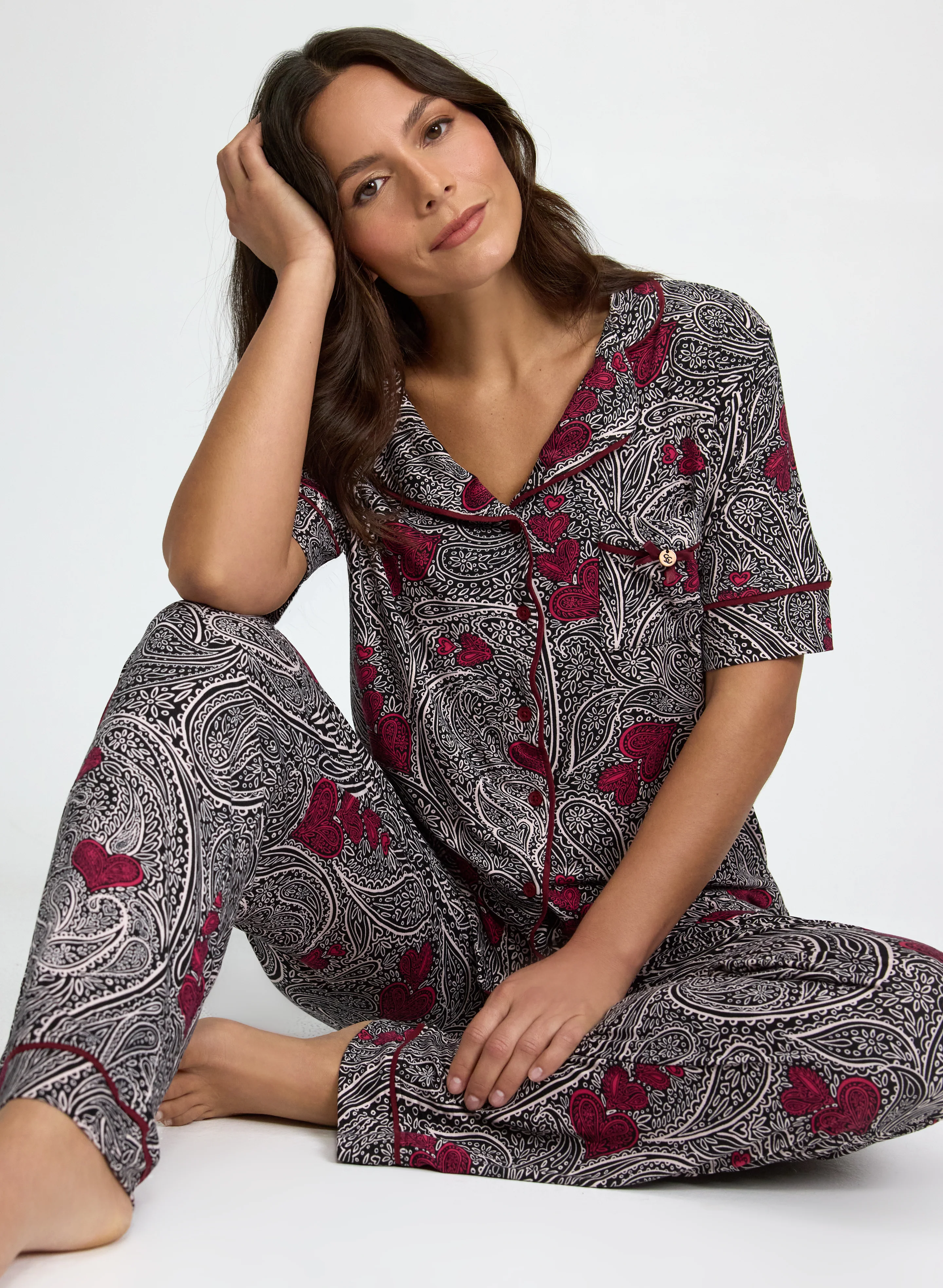 Simon Chang - Paisley Contrast Pyjama Set - Image 2