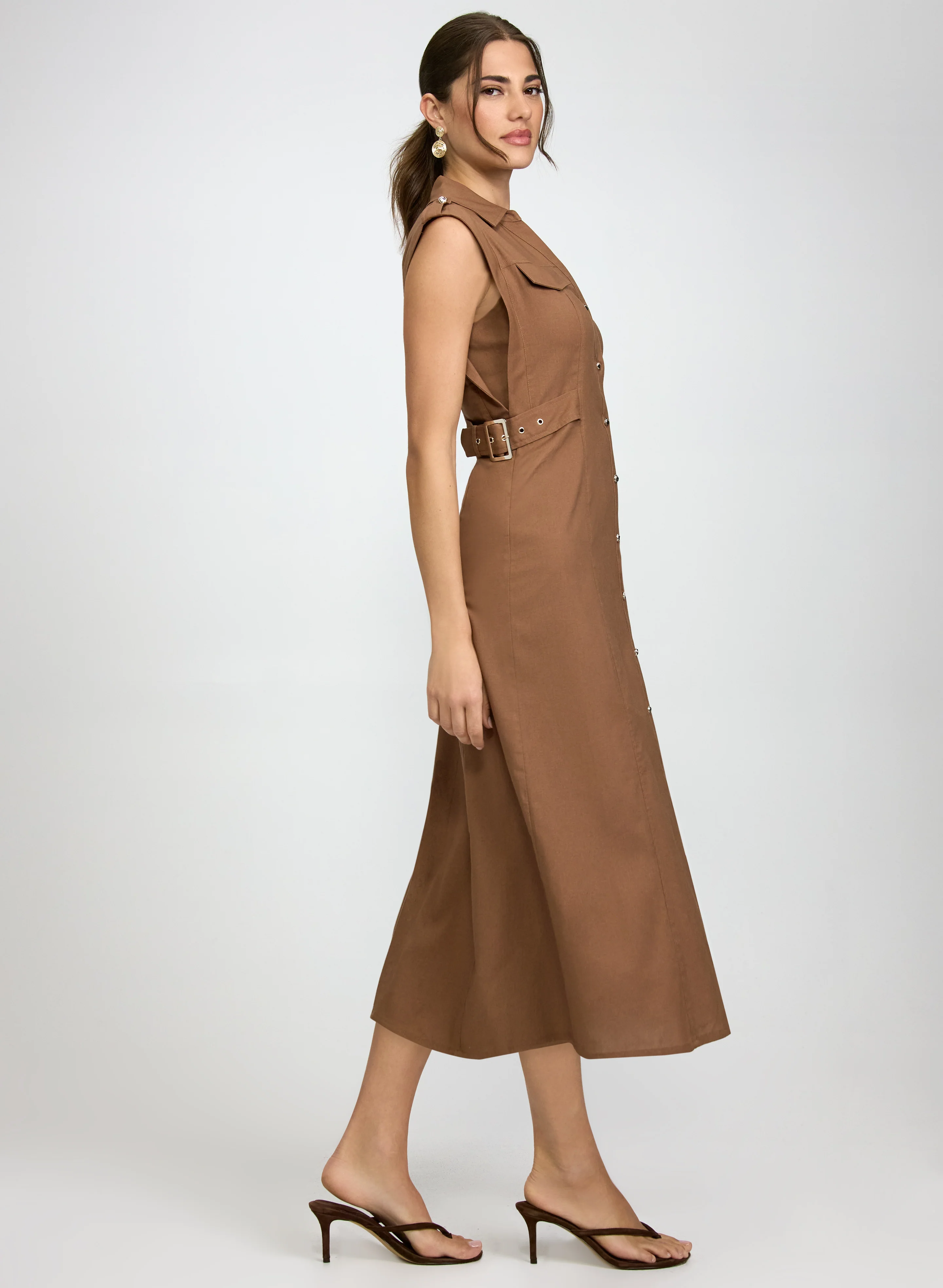 Sleeveless Button-Down Midi Dress - Image 2