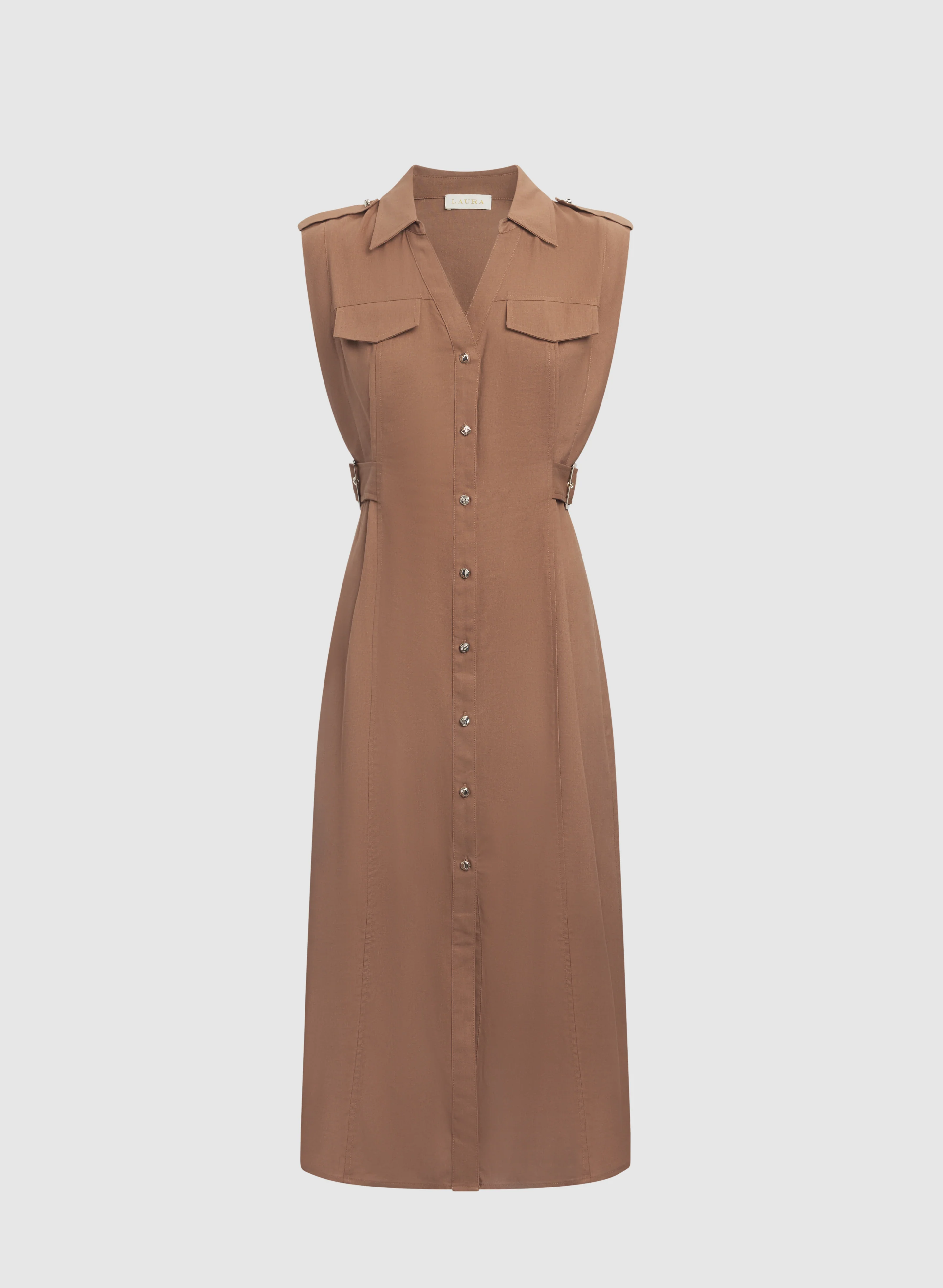 Sleeveless Button-Down Midi Dress - Image 5