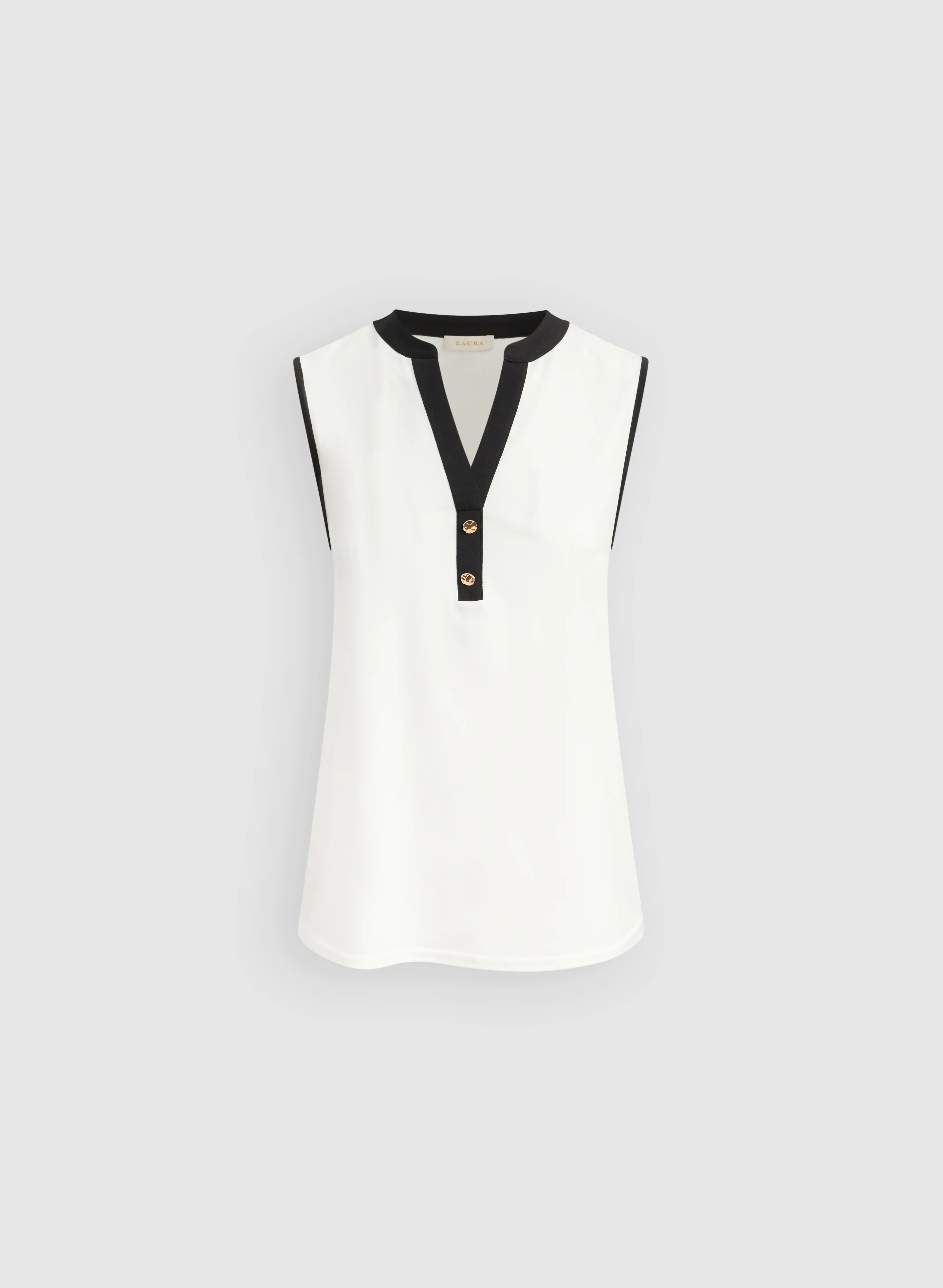 Sleeveless Contrast Trim Top - Image 6