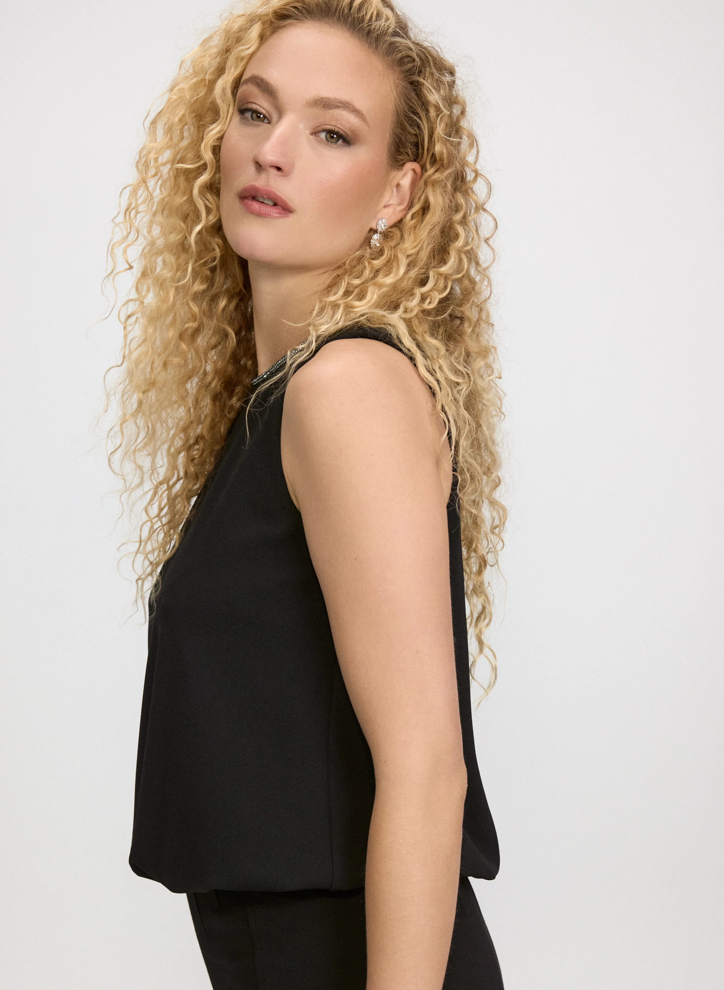 Sleeveless Crystal Trim Top - Image 6