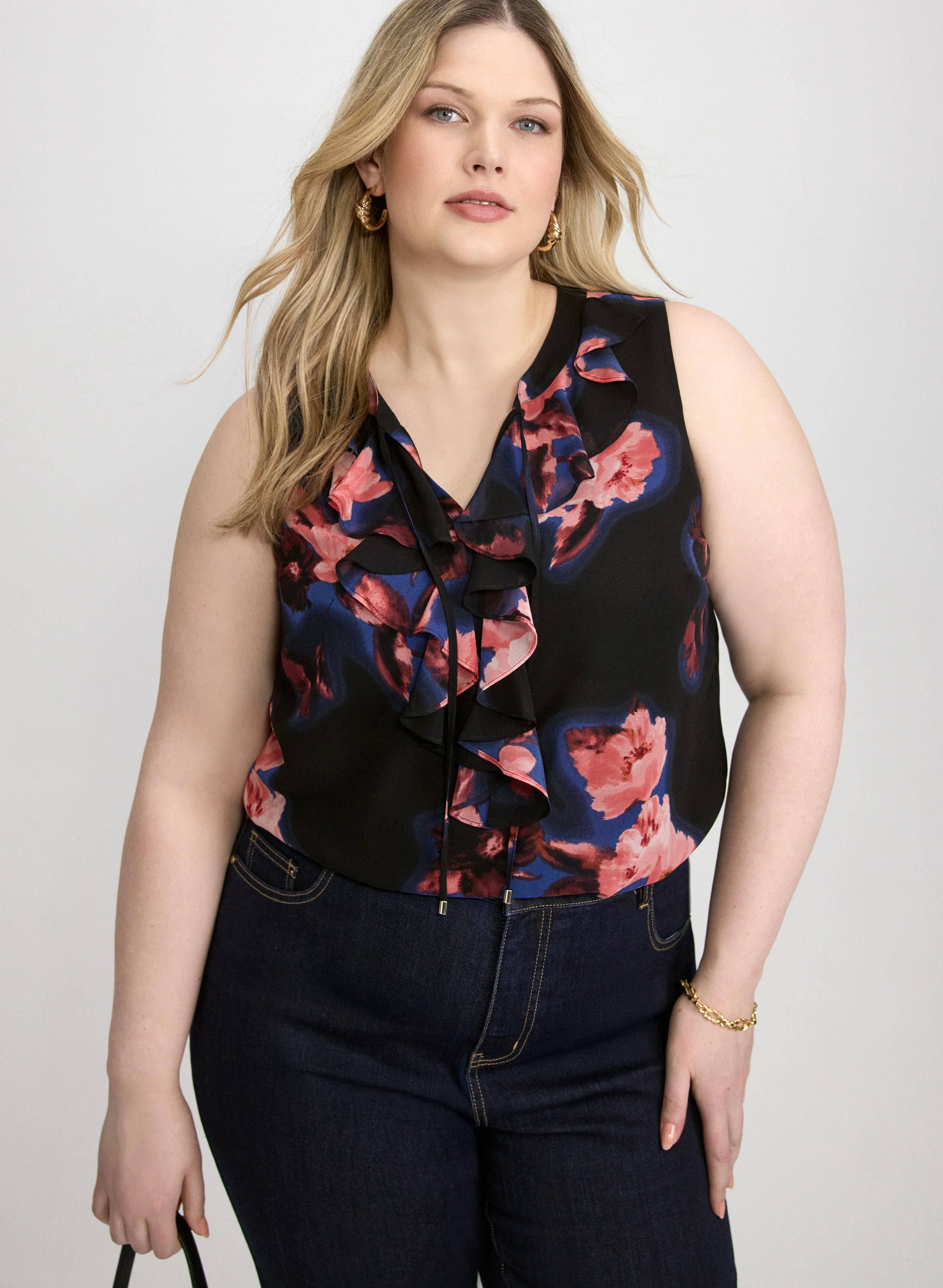 Sleeveless Floral Blouse