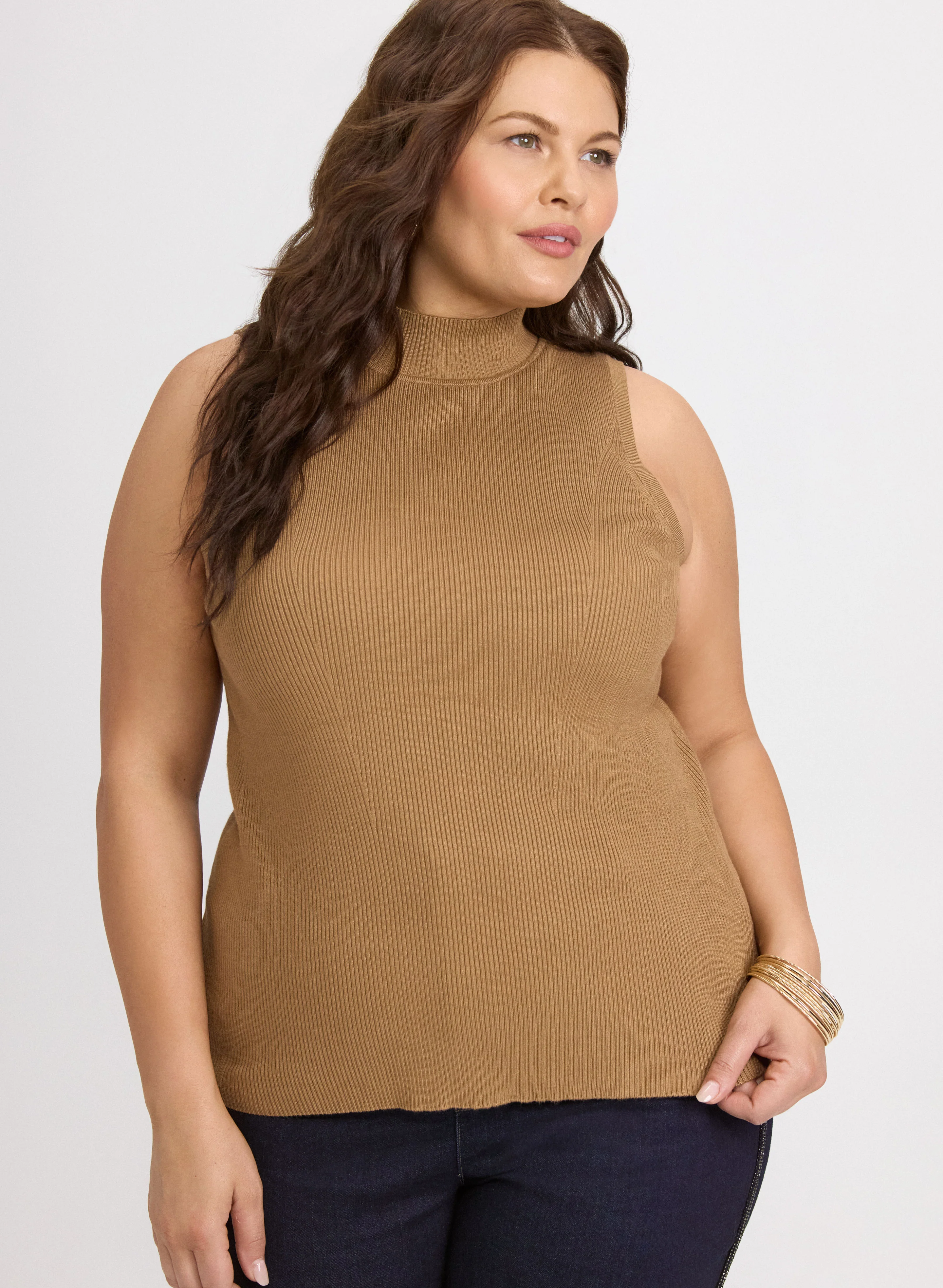 Sleeveless Mock Neck Knit - Image 2