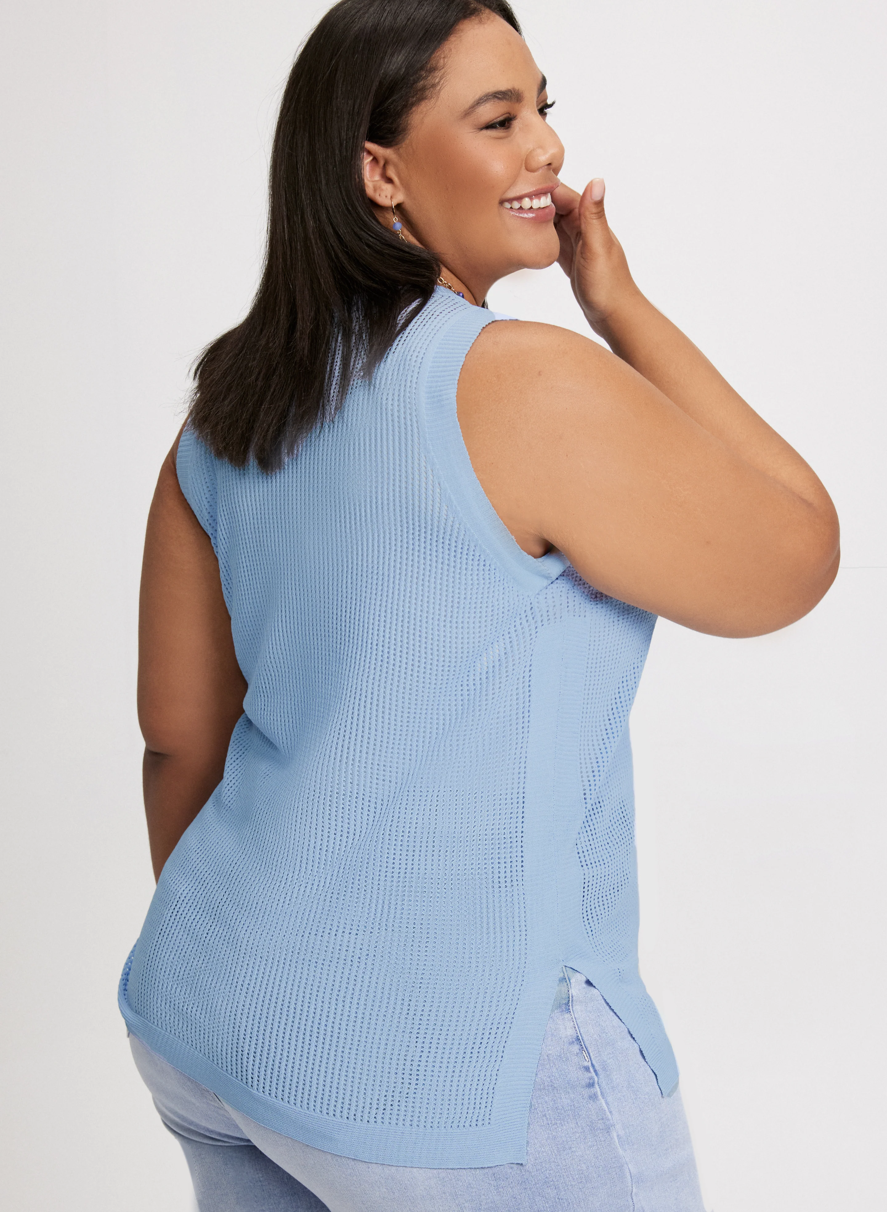 Sleeveless Open Knit Top - Image 4