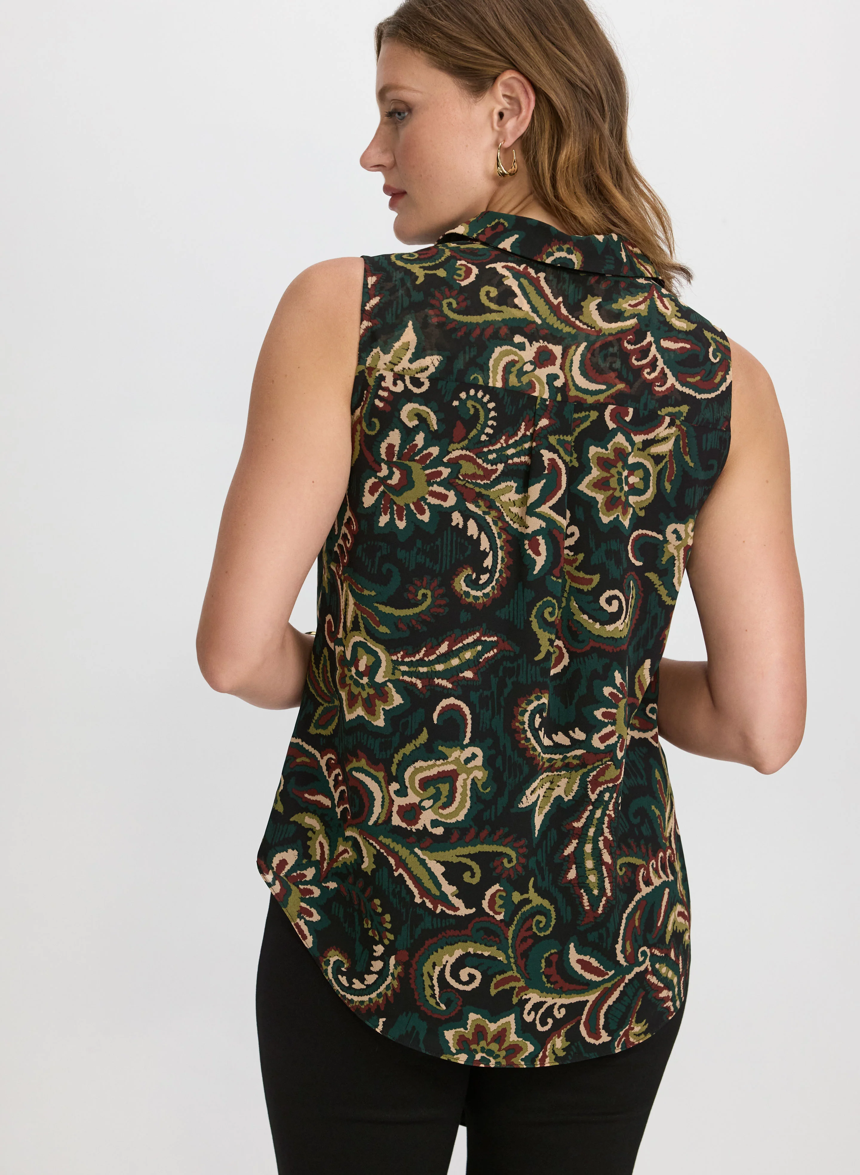 Sleeveless Paisley Blouse - Image 3