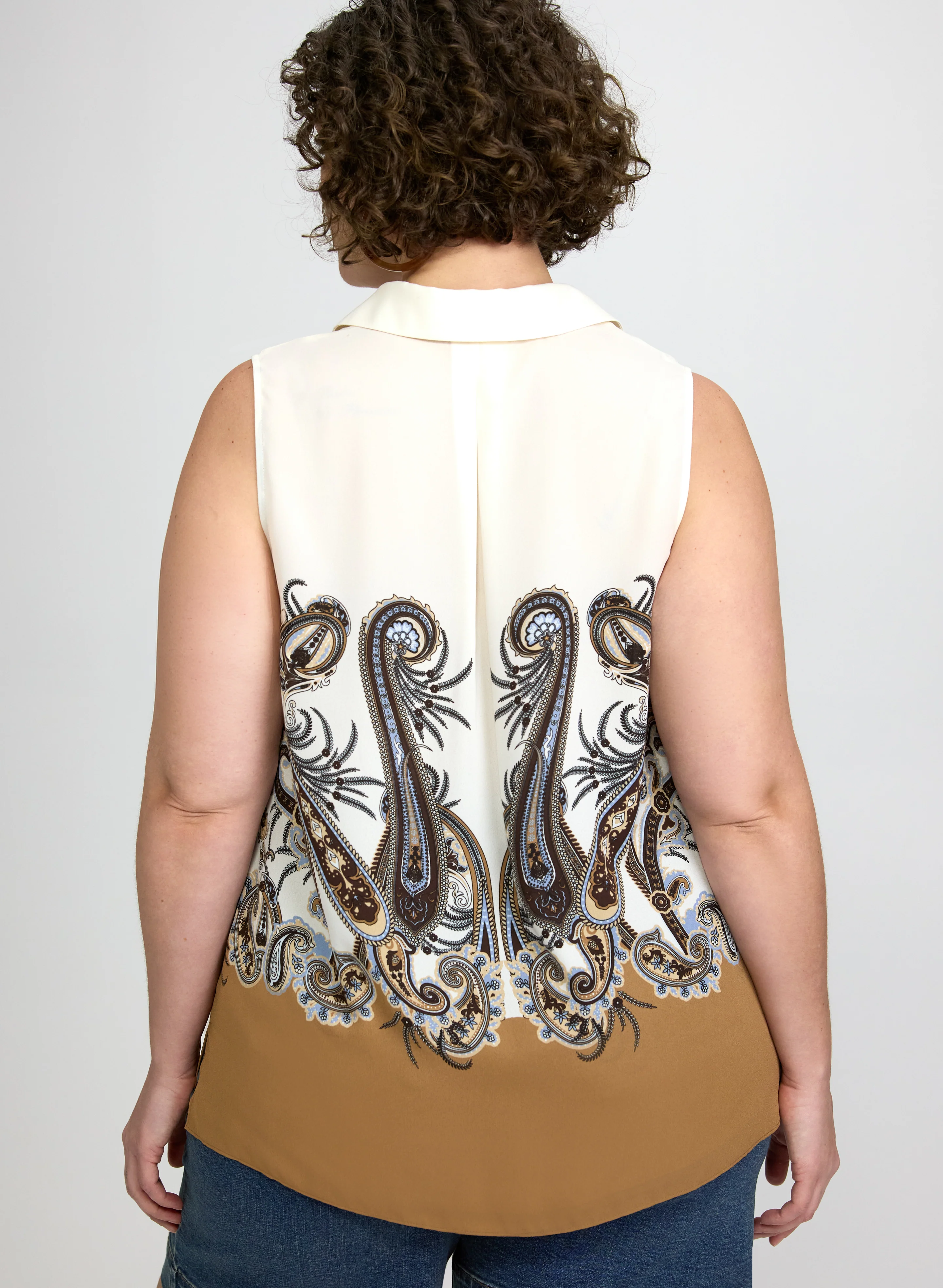 Sleeveless Paisley Blouse - Image 4