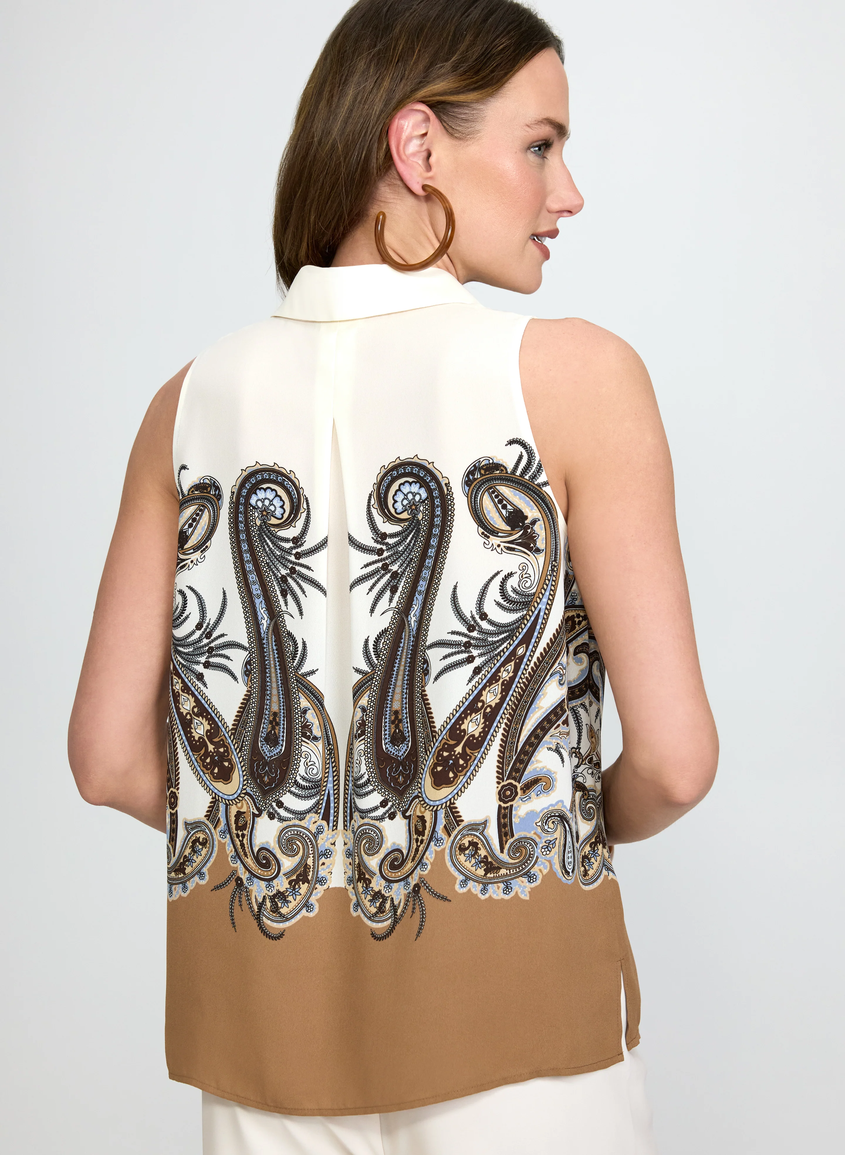 Sleeveless Paisley Blouse - Image 3