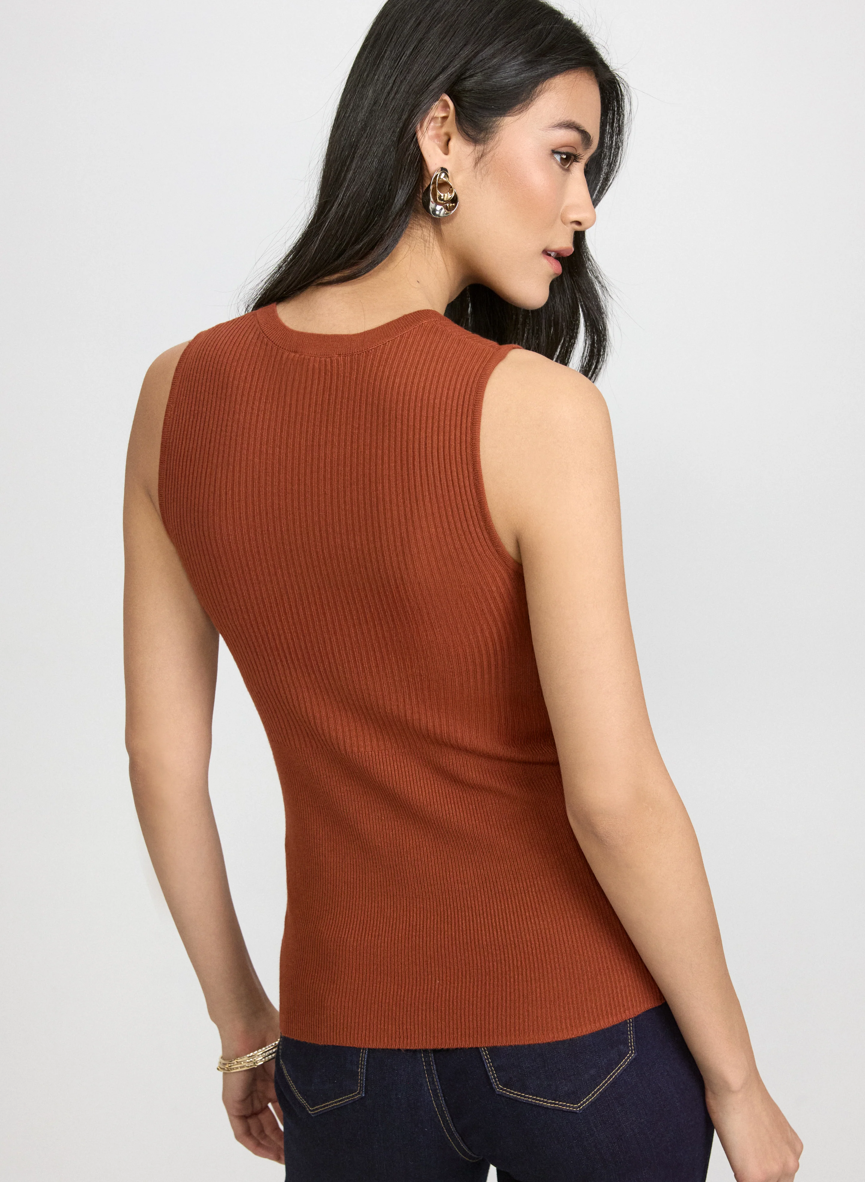 Sleeveless Ribbed Knit Top - Image 4